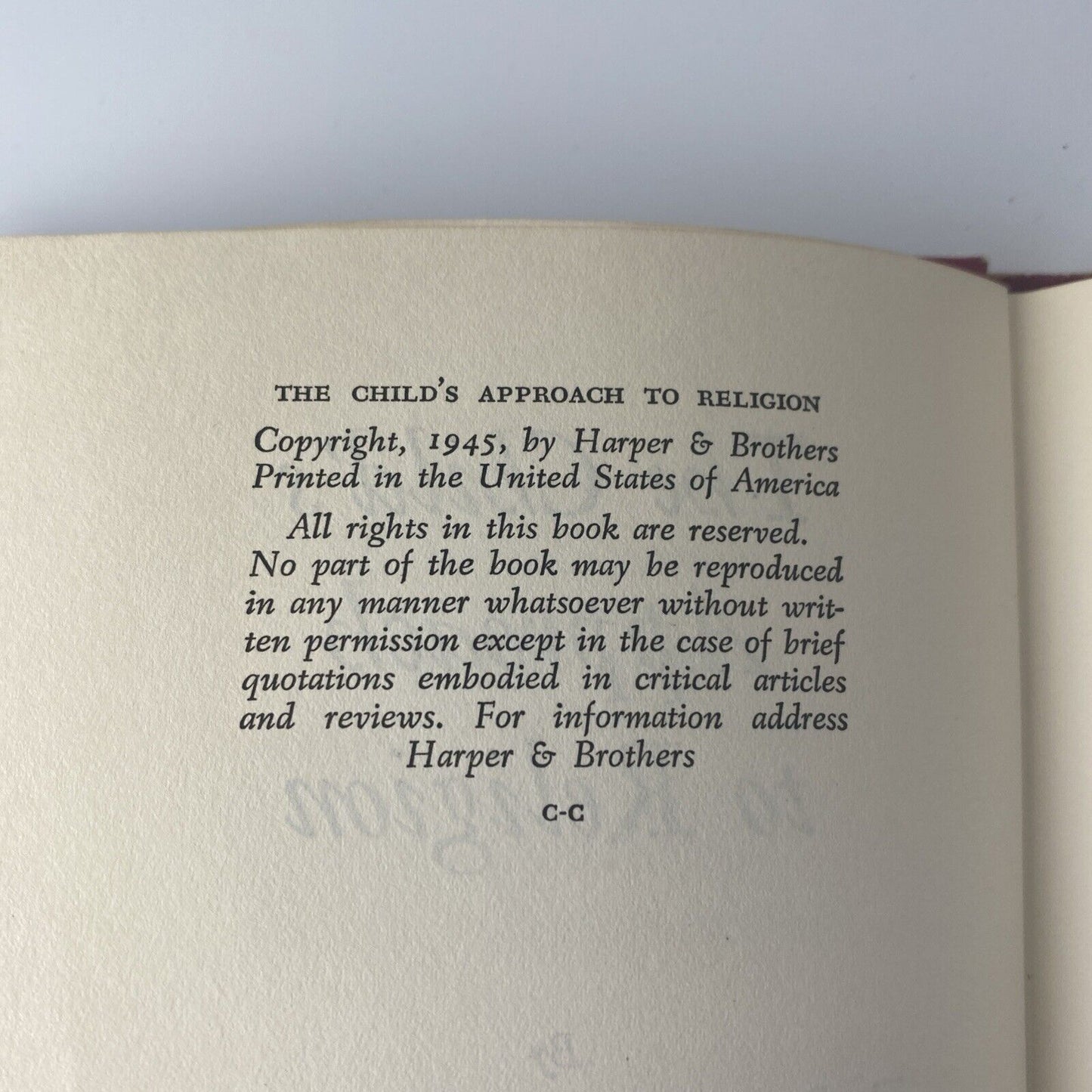 The Child's Approach to Religion, H.W. Fox, 1945, 2nd Ed, HC/DJ  (T0920)