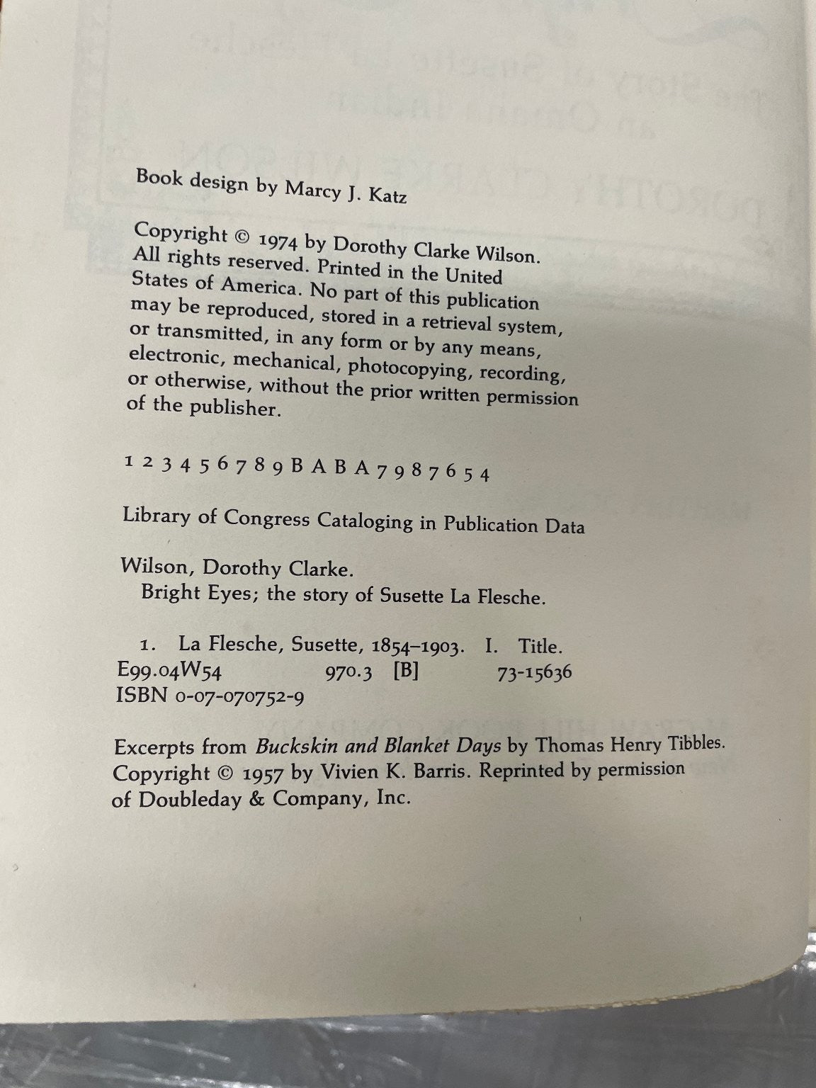 Bright Eyes Dorothy Clarke Wilson 1974 Illustrated Biography Omaha Indian