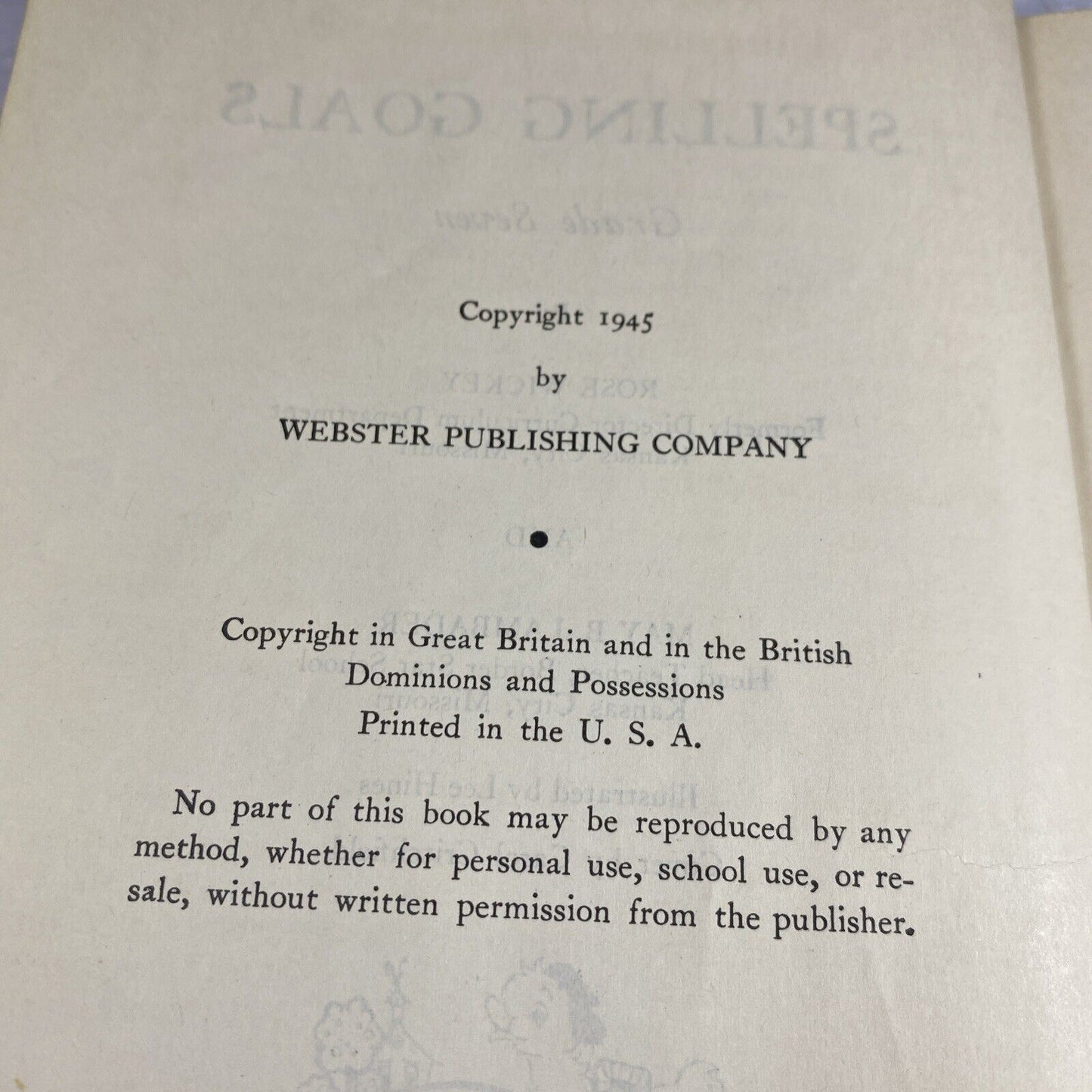 Vintage 1945 Spelling Goals Grade Seven Webster 40s School Reading Worn See Pics