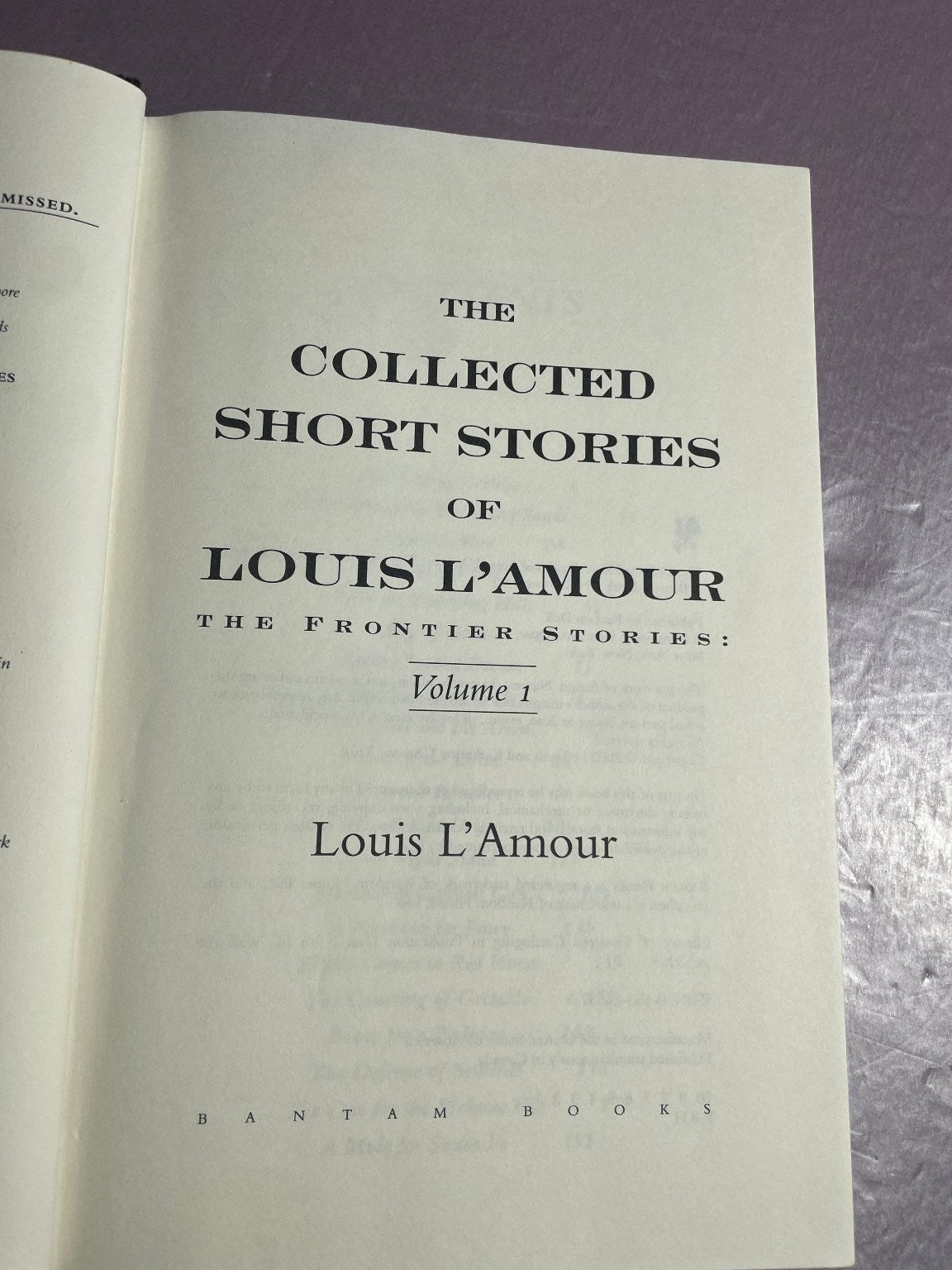 Collected Short Stories Louis L'Amour Volume 1 Frontier Stories Bantam