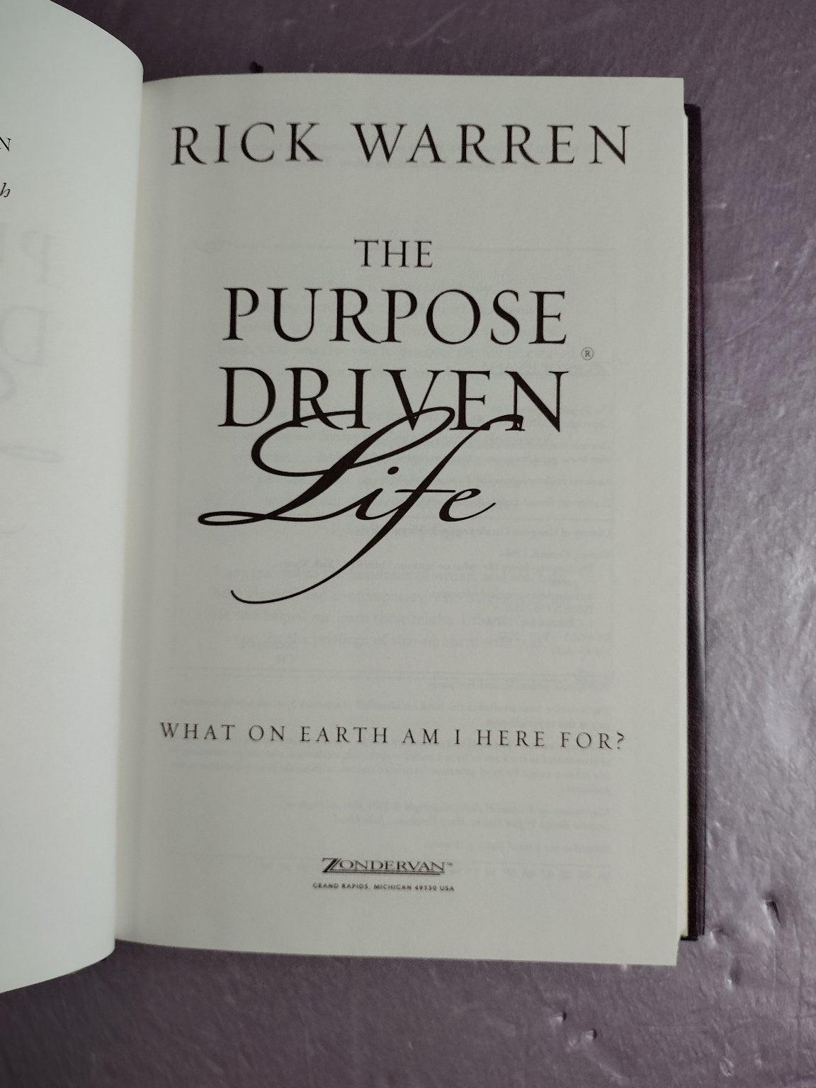 The Purpose Driven Life Rick Warren 2002 Bestseller Christian Living Zondervan