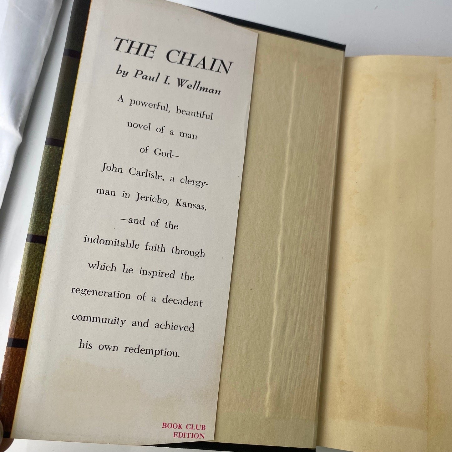 The Chain Paul I. Wellman 1949 First Edition Historical Fiction Doubleday