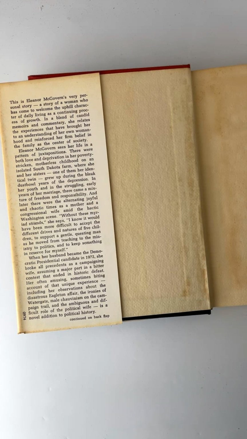 Uphill A Personal Story Eleanor McGovern 1974 Second Printing Memoir Houghton