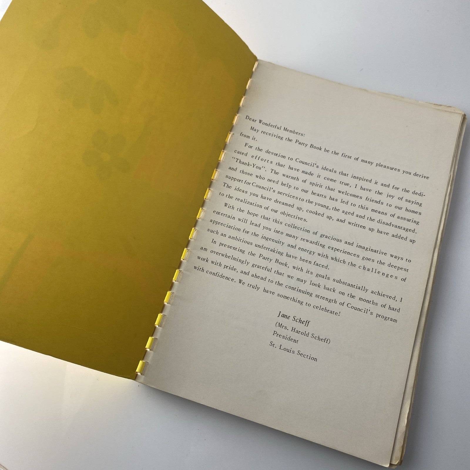 COUNCIL PARTY BOOK, National Council of Jewish Women, ST LOUIS, MO