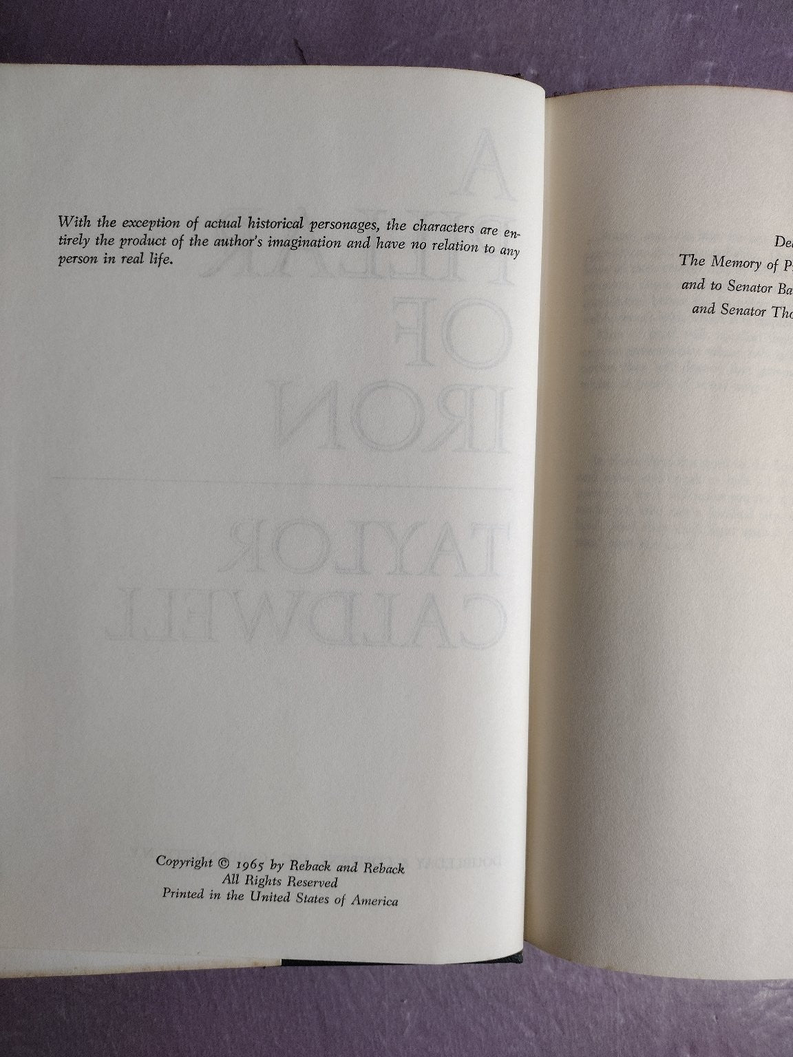 A Pillar of Iron Taylor Caldwell 1965 Ancient Rome Historical Fiction Doubleday