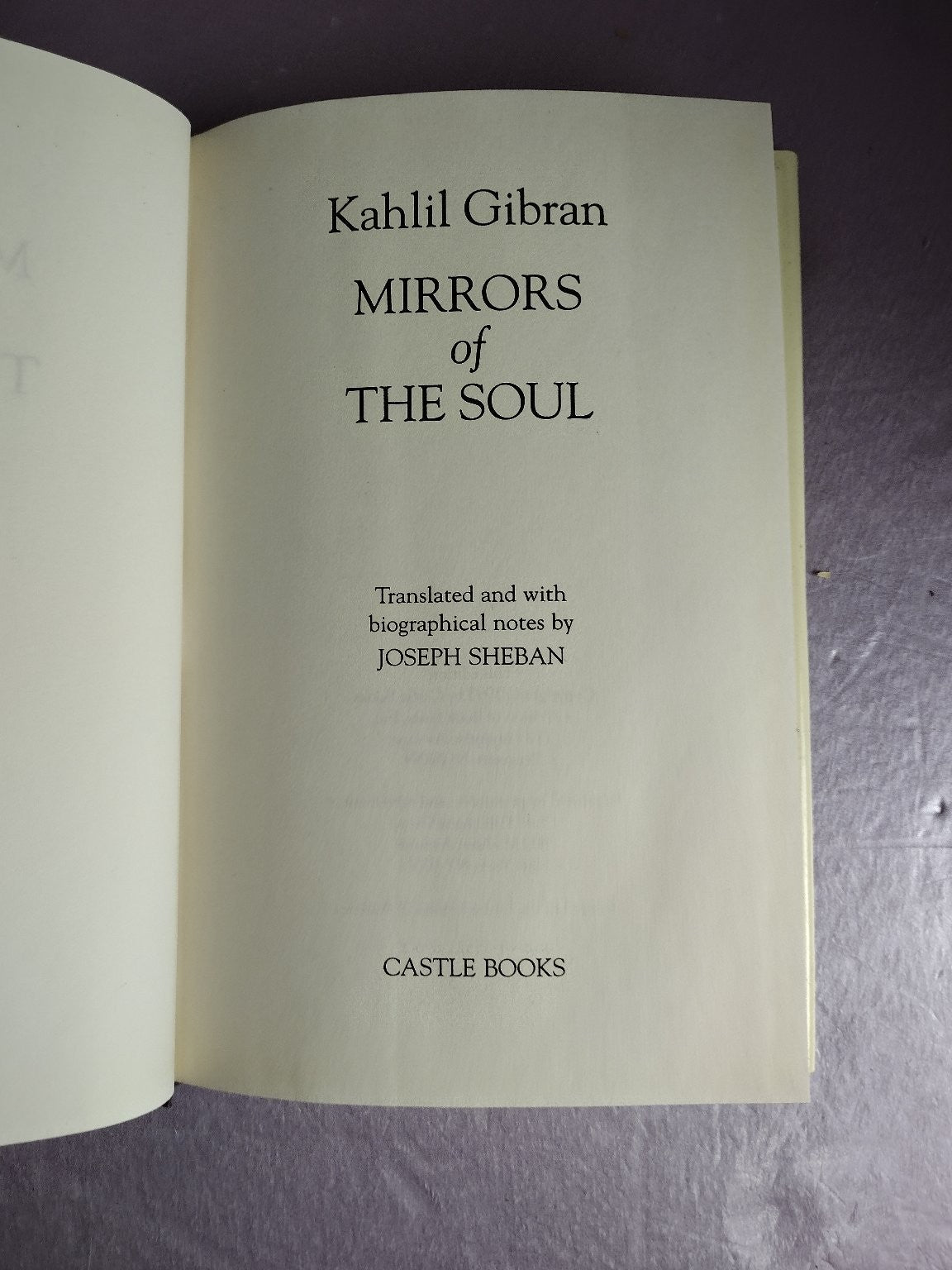 Mirrors of the Soul Kahlil Gibran 1993 Essays Philosophy Castle Books