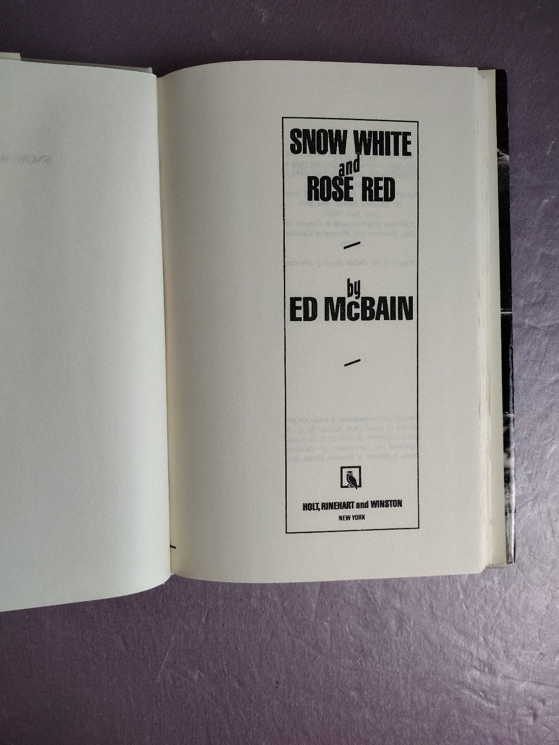 Snow White & Rose Red Ed McBain 1985 First Edition Matthew Hope Mystery Holt