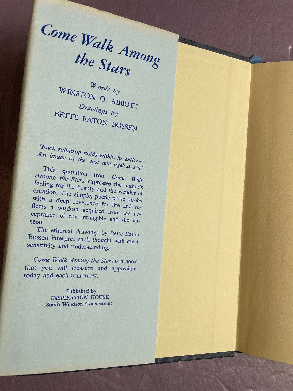 Come Walk Among the Stars Abbott Bossen 1979 Ninth Printing Poetry Inspiration