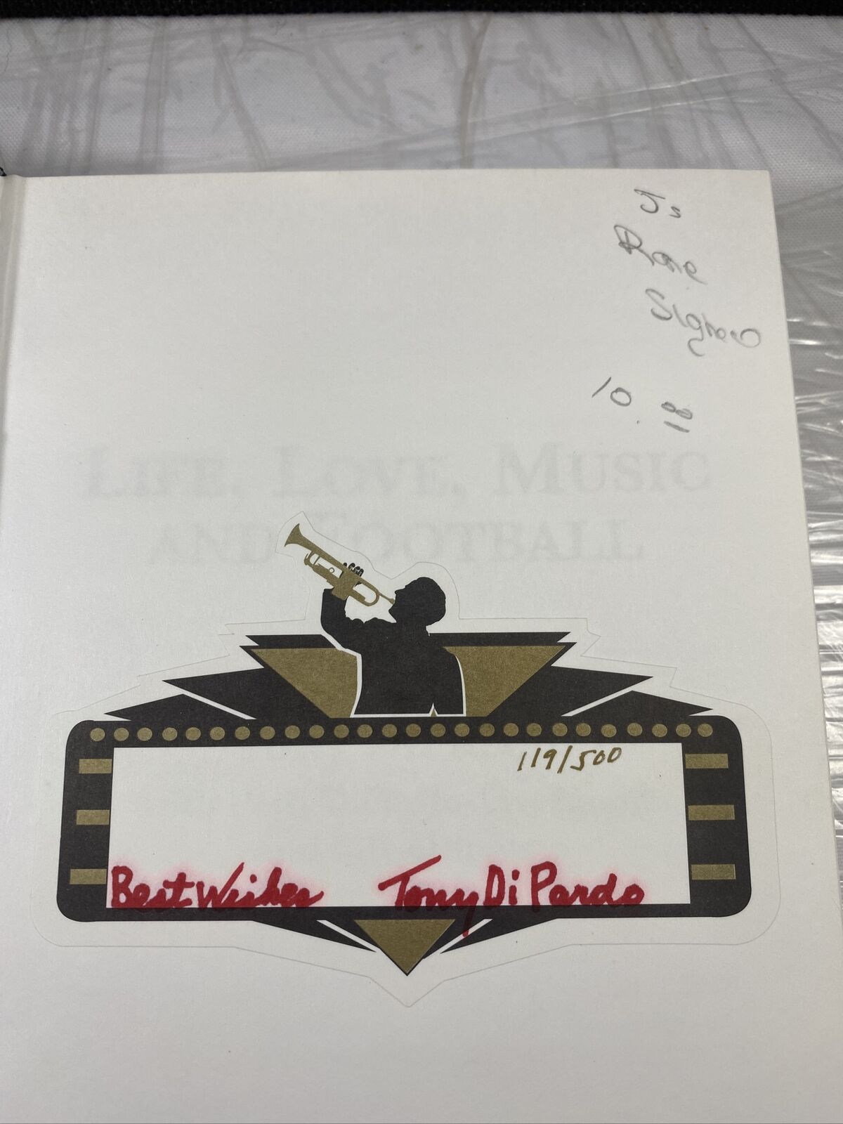 Signed Tony Dipardo Life Love Music Football KC CHIEFS RARE Book With CD Article