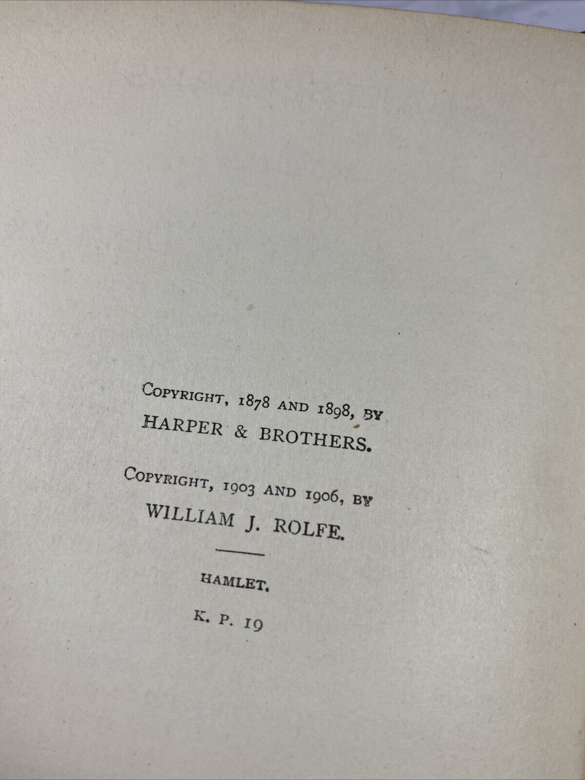 William Shakespere’s Hamlet Edited By W.J. Rolfe (Hardcover, 1906) GOOD ANTIQUE