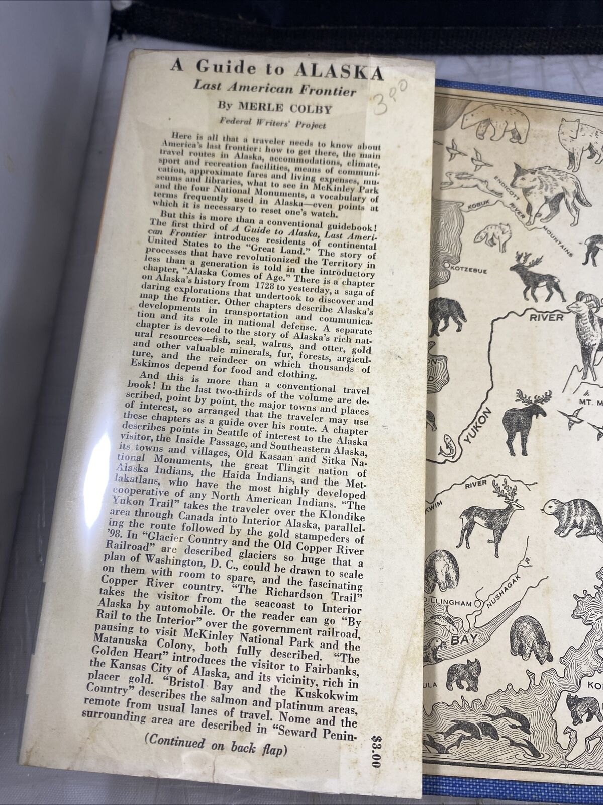 A Guide to Alaska by Merle Colby Federal Writers Project w/fold out map Intact 
