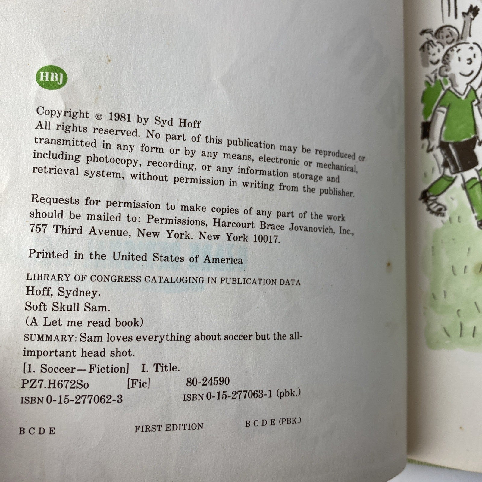 Soft Skull Sam By Sys Hoff (Vintage Childrens Hardcover Book 1981) First Edition
