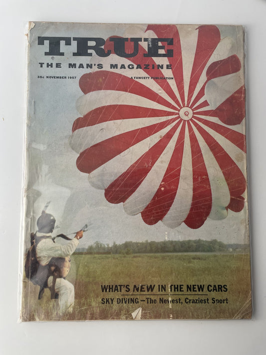 Vintage 1957 True The Man's Magazine November Sky Diving Cars Marlboro Man Ads