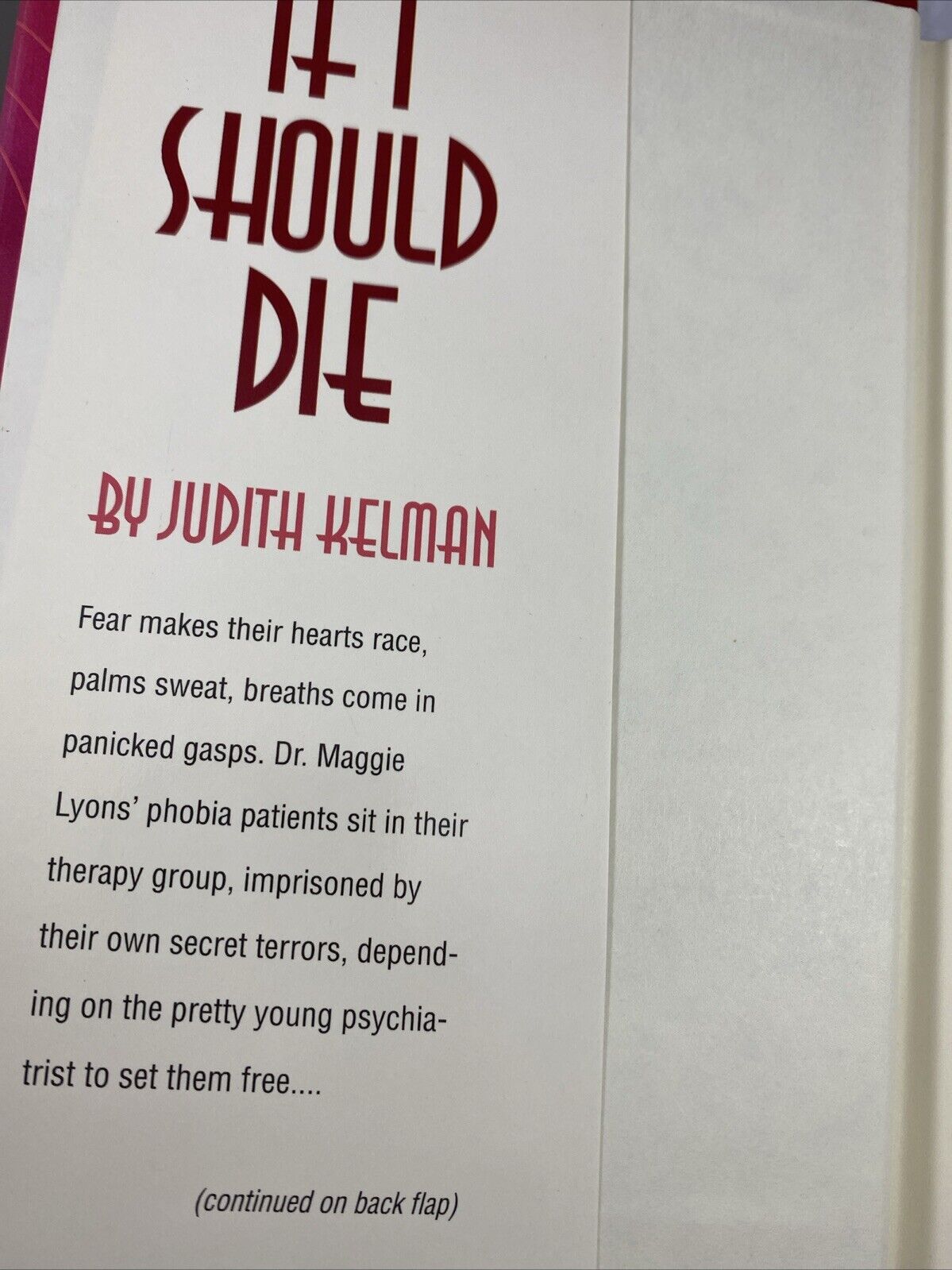 If I Should Die by Judith Kelman (1993, Hardcover) VERY GOOD BCE