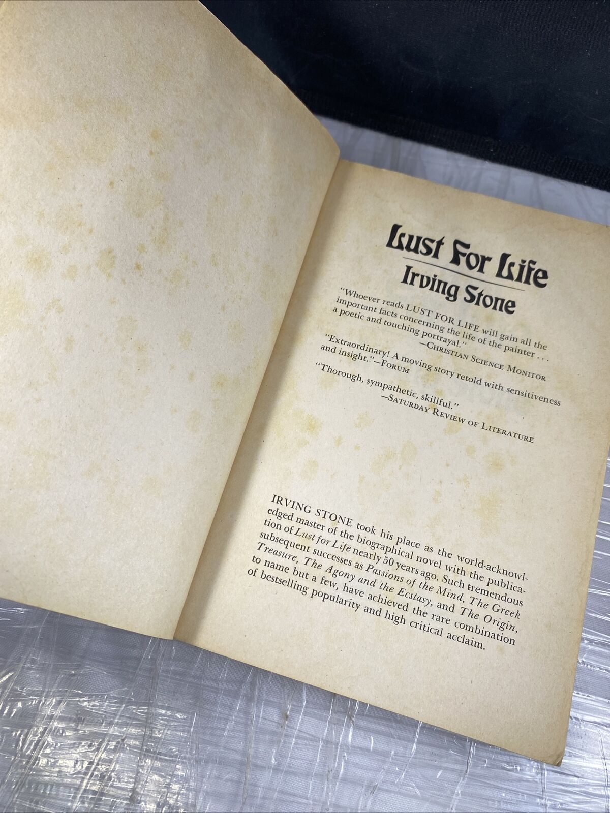 Lust for Life Paperback Irving Stone 50th Anniversary  First Plume Print