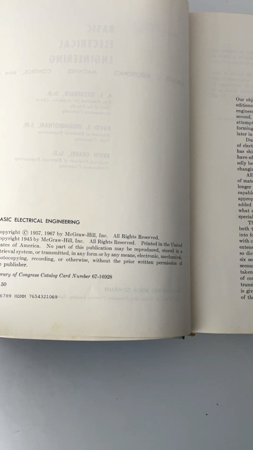 Basic Electrical Engineering Fitzgerald Higginbotham Grabel 1967 Illustrated