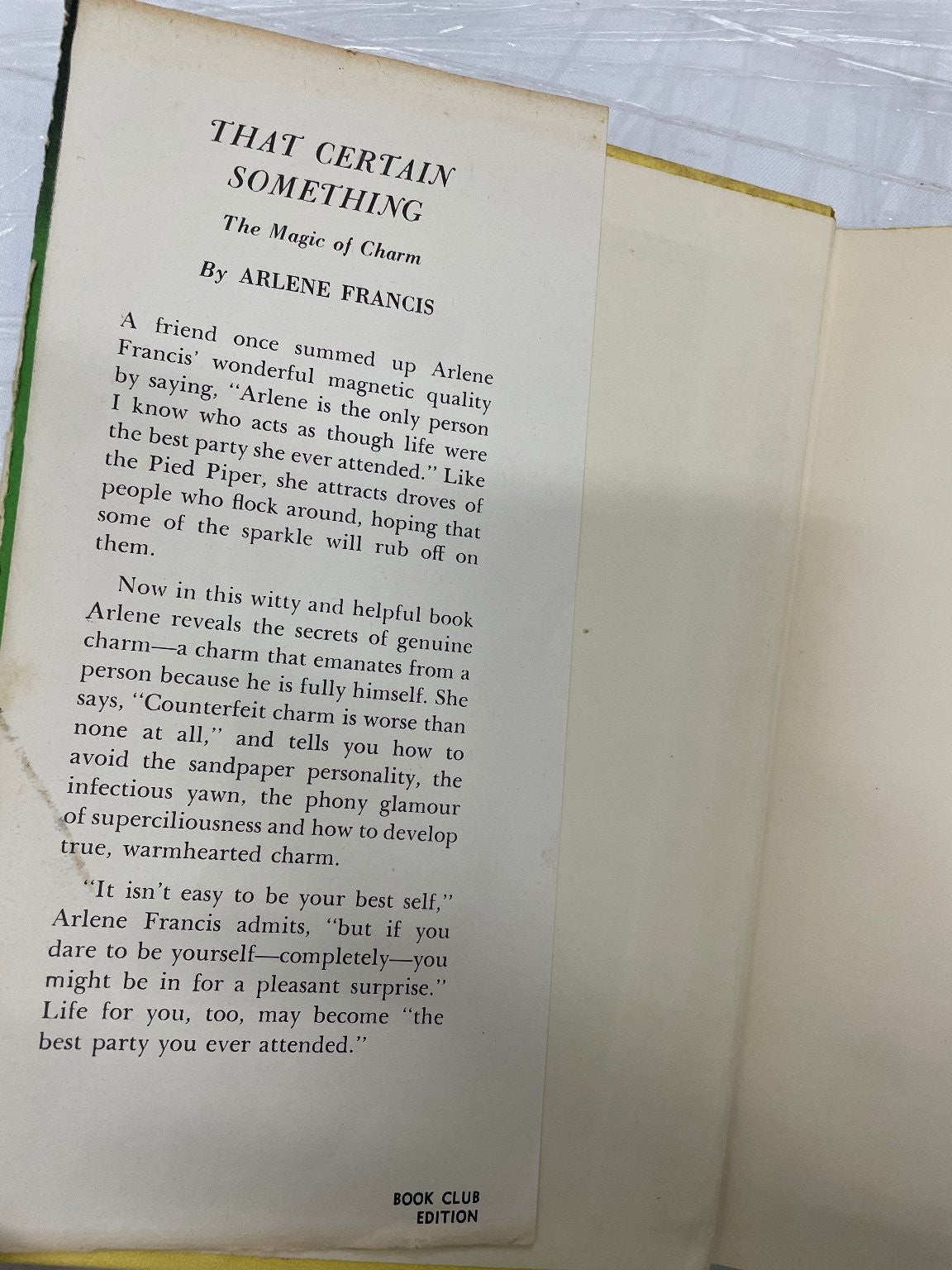 That Certain Something by Arlene Francis 1960 Book Club Edition VTG Self Help