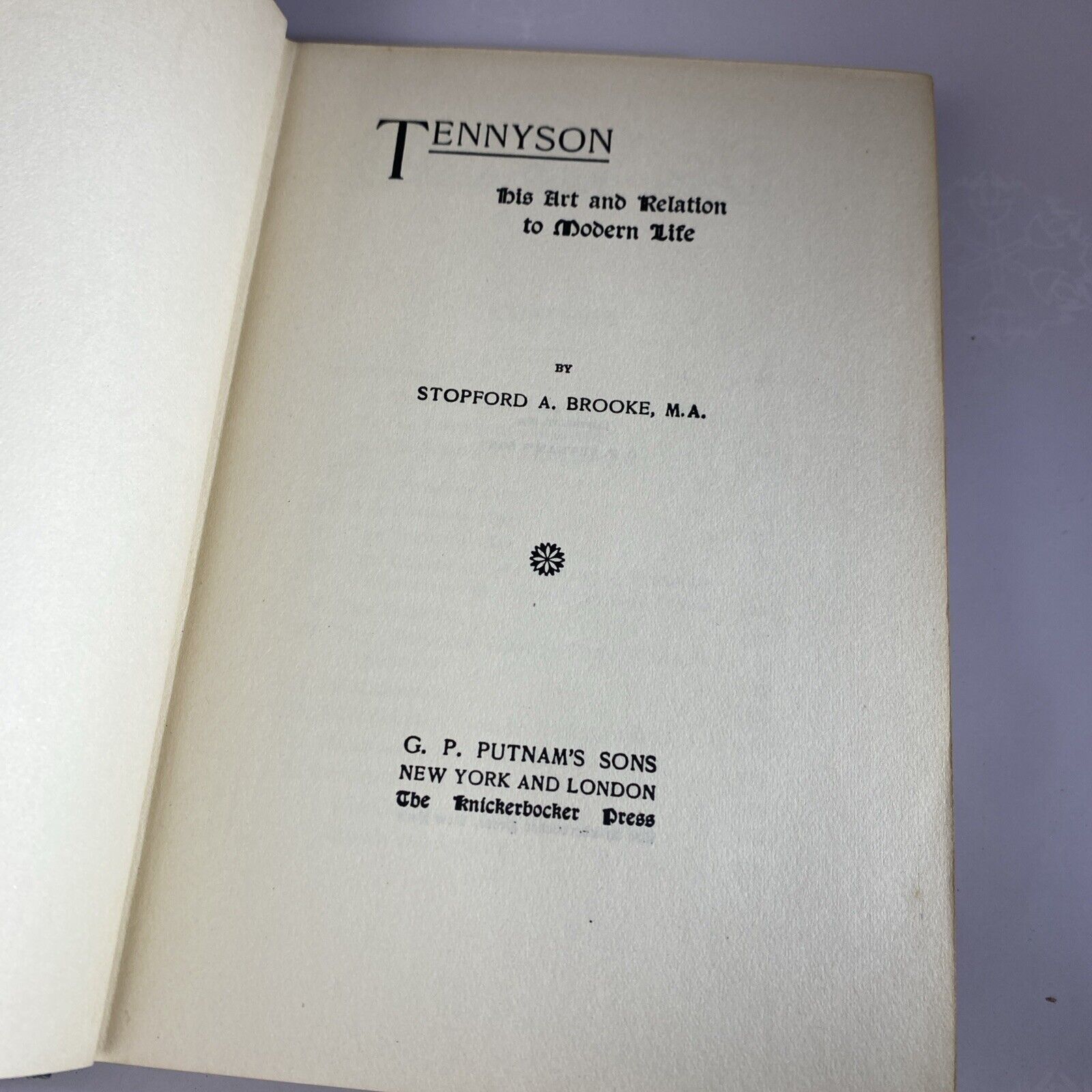 Brooke TENNYSON HIS ART AND RELATION TO MODERN LIFE Rare Antique Literature 1894