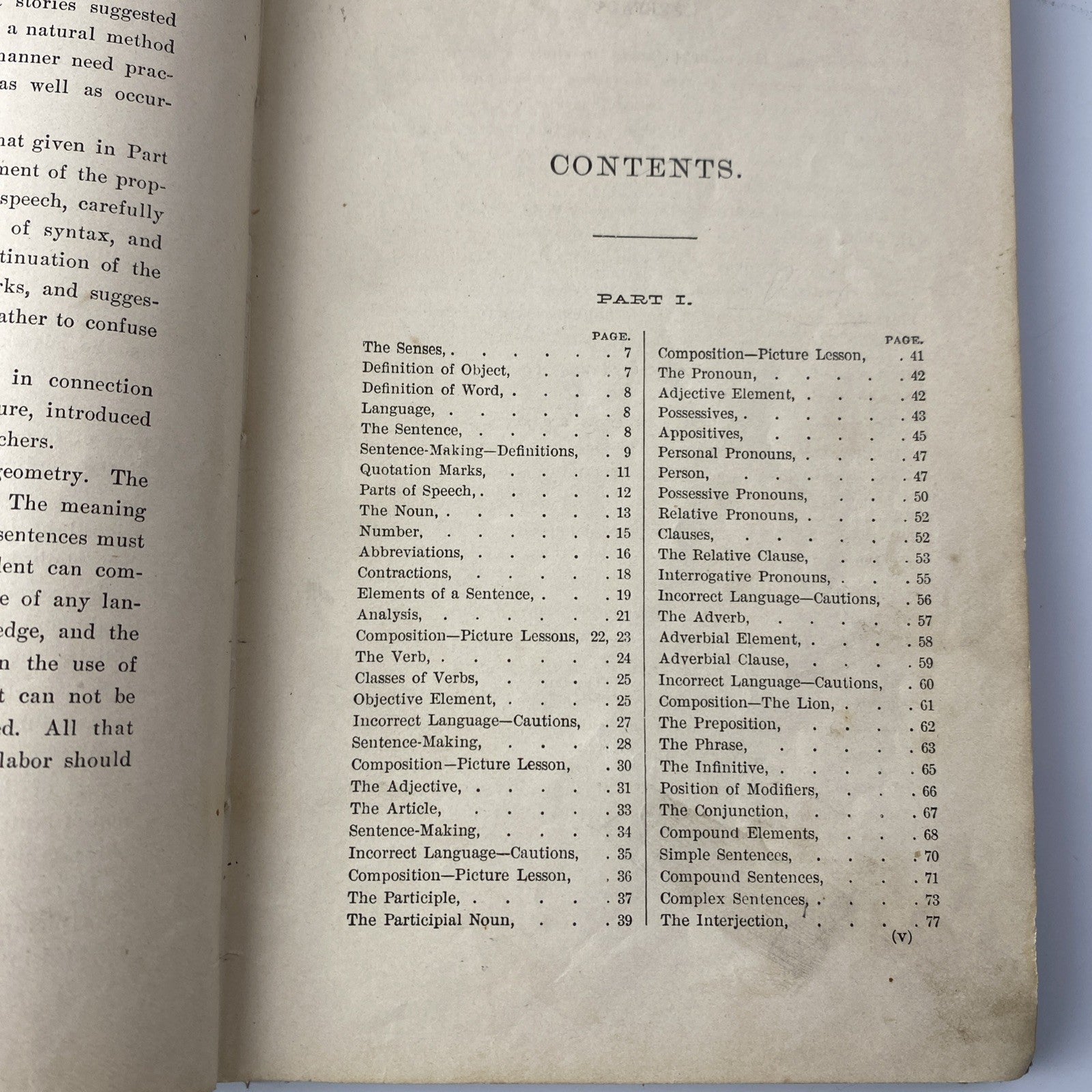 Harvey's Elementary Grammar and Composition Reader 1880 Antique Textbook English