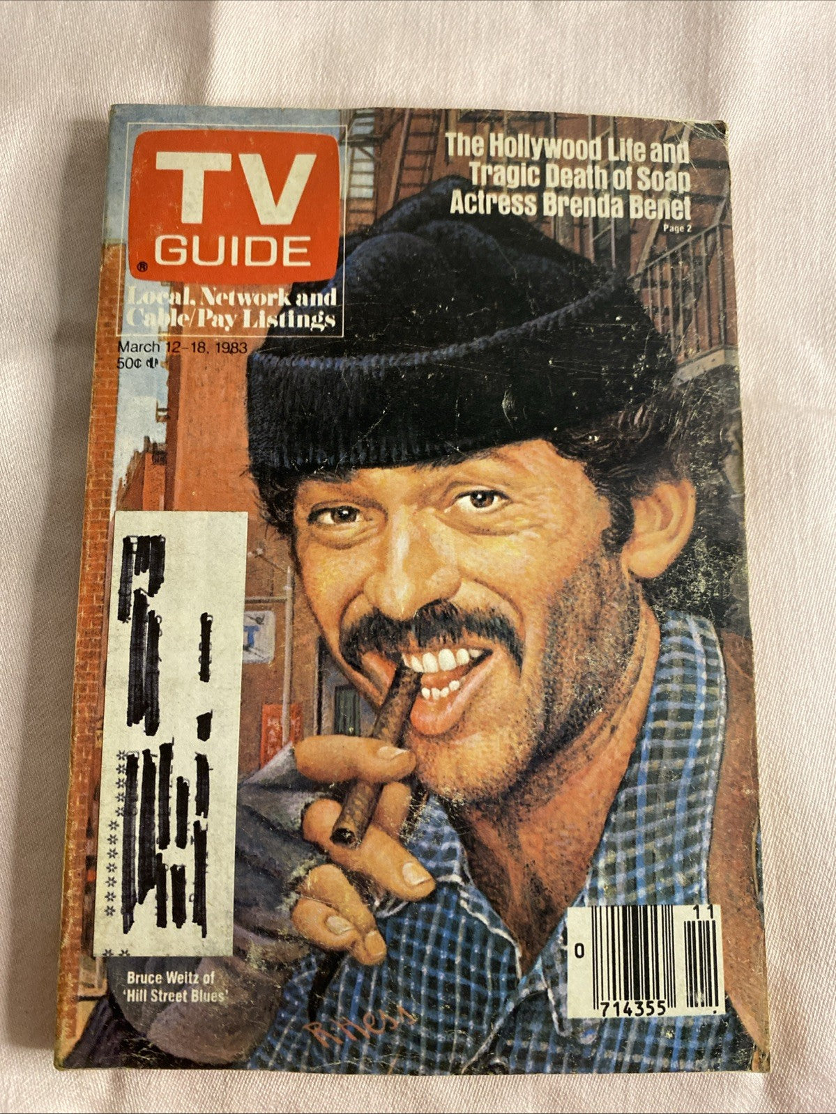 TV Guide Magazine March 12 1983 Bruce Weltz of Hill Street Blues PA Ed. No Label