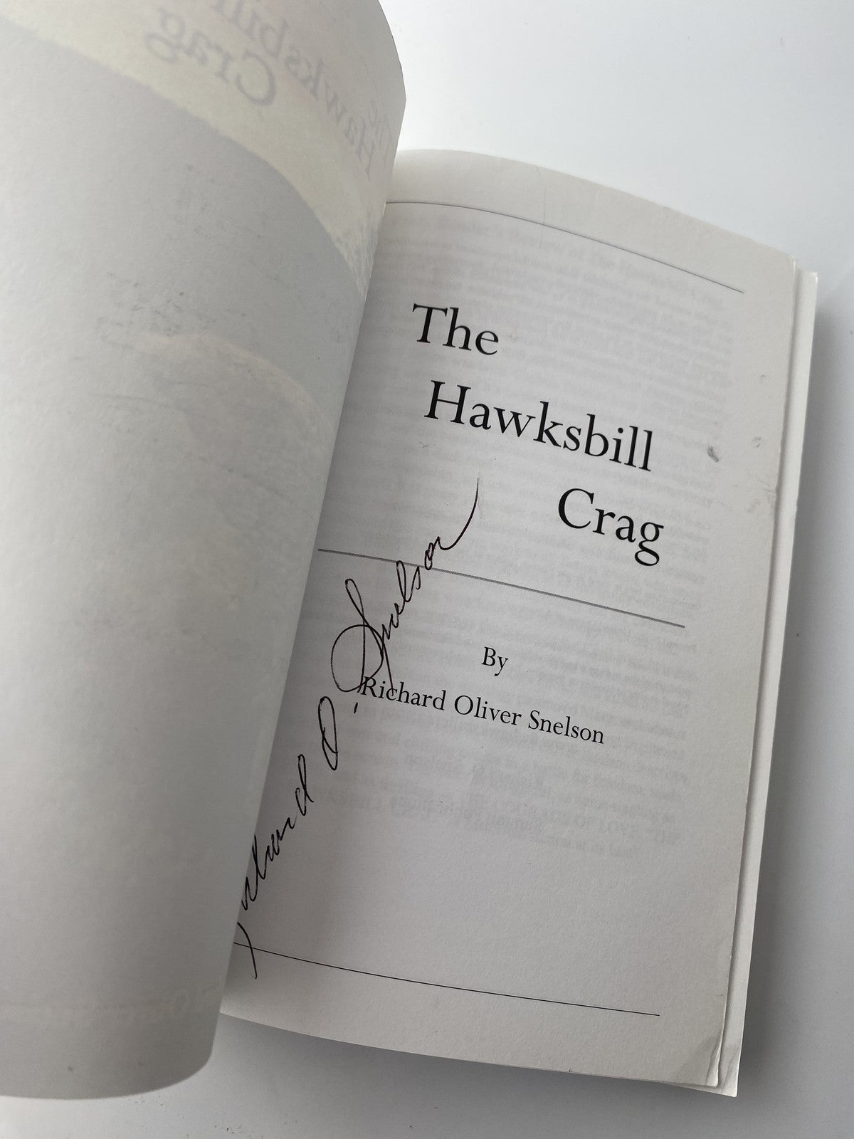 The Hawksbill Crag Richard Oliver Snelson Signed Historical Fiction Book Softcov