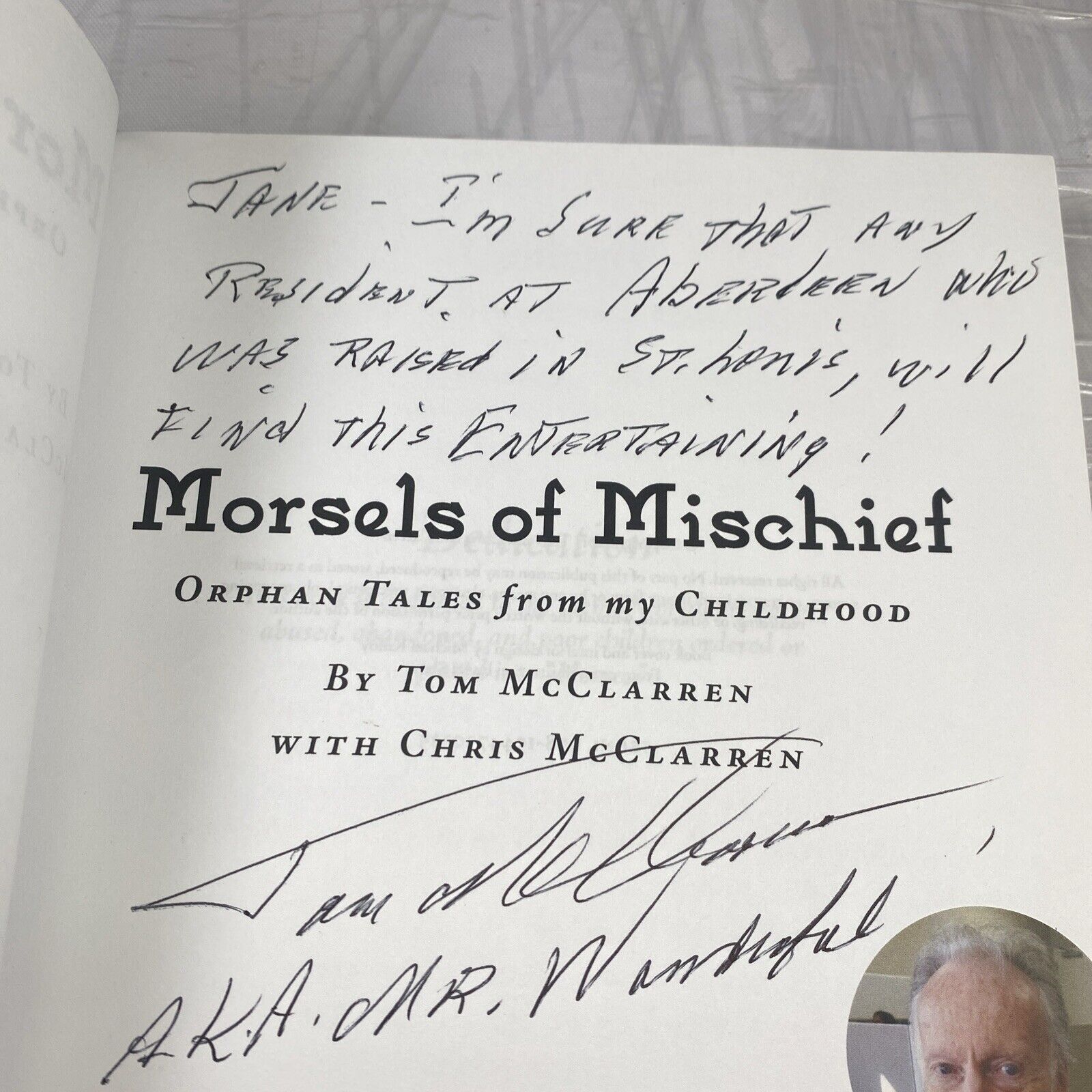 (Signed) Morsels of Mischief : Orphan Tales from My Childhood. Biography Memoir