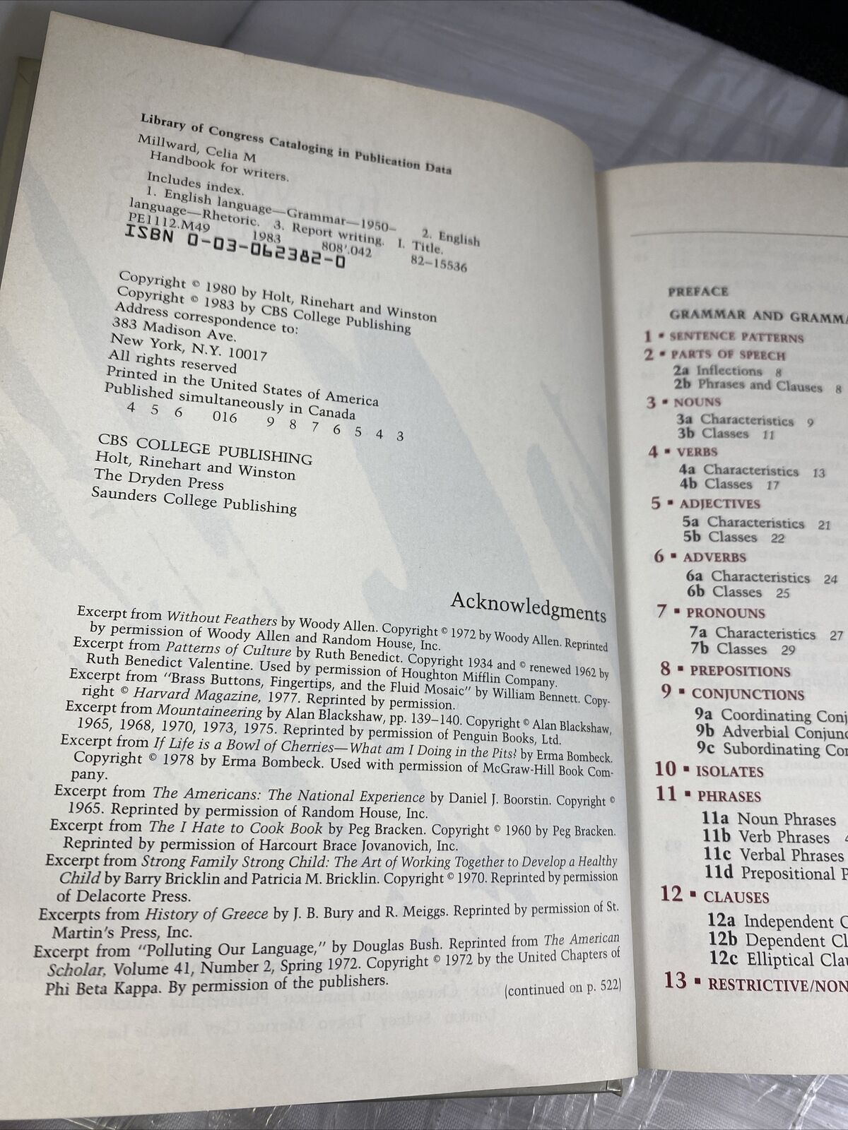 C. M. Millward HANDBOOK FOR WRITERS  2nd Edition Vintage 80s Writing Textbook