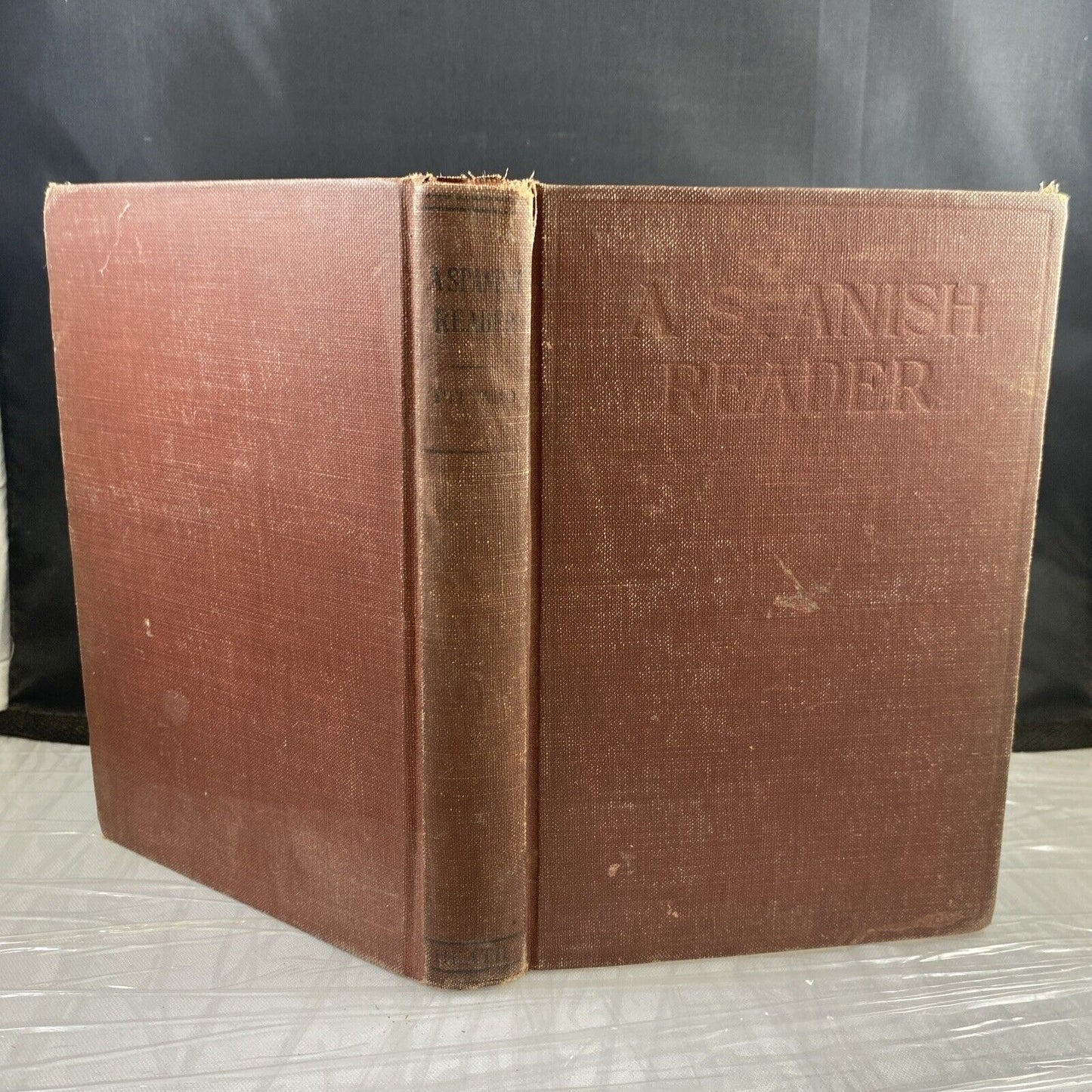 ANTIQUE Hardcover A SPANISH READER John M Pittaro 1919 Vintage Textbook Red