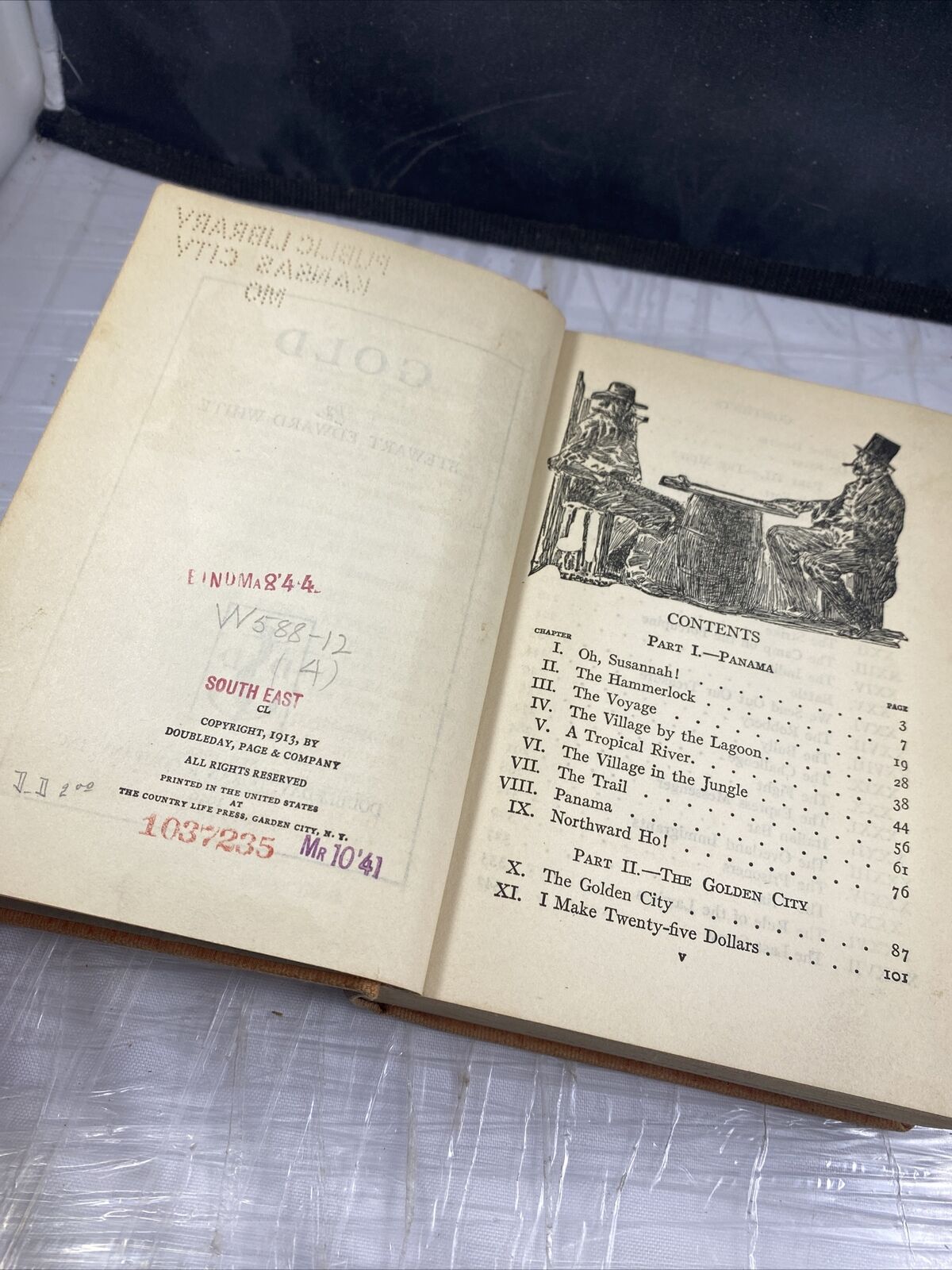 Gold by Stewart Edward White 1939 Print Unique Ex Library Binding School KC MO