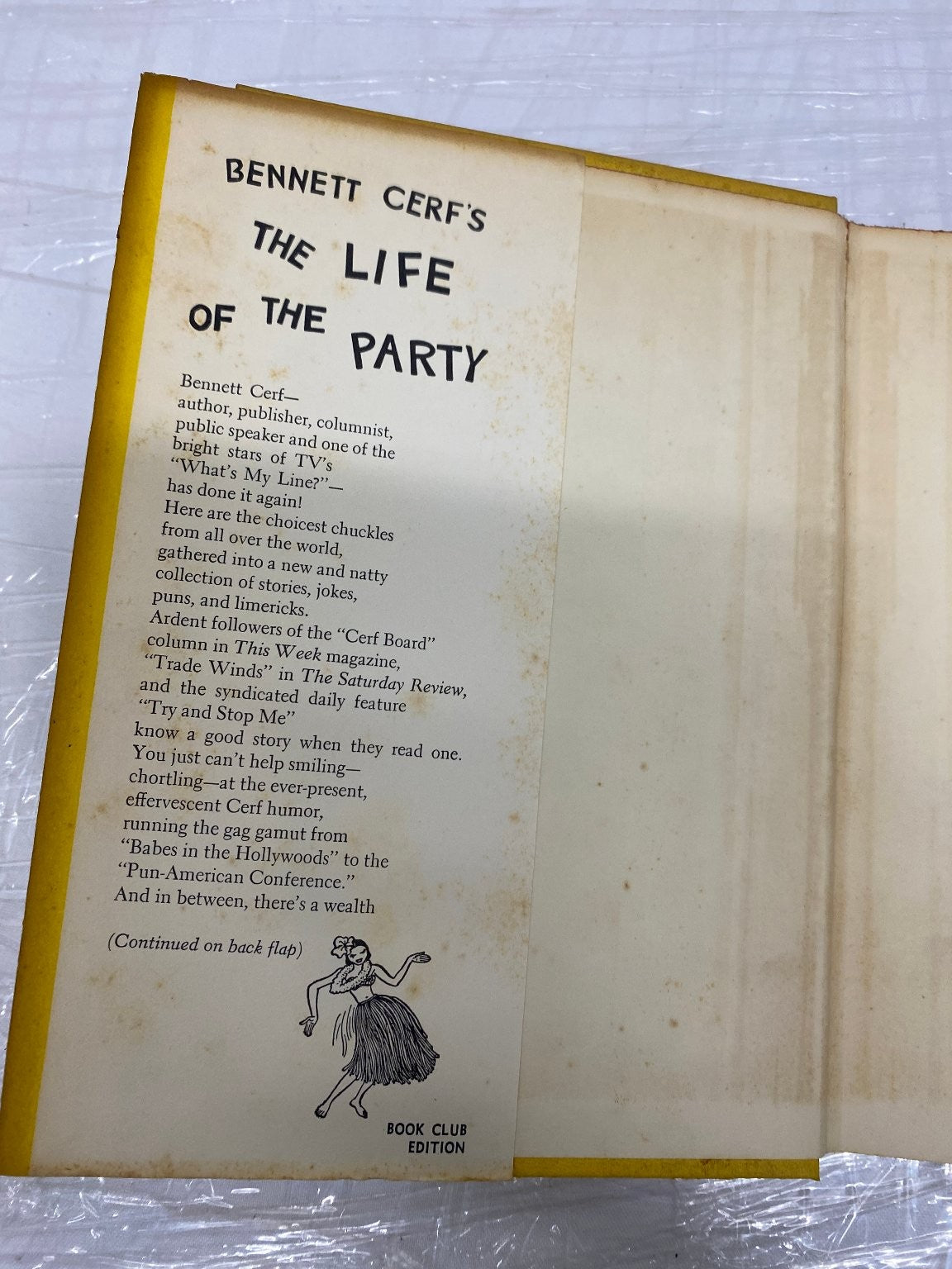 The Life of the Party Bennett Cerf 1956 Book Club Edition Humor Doubleday