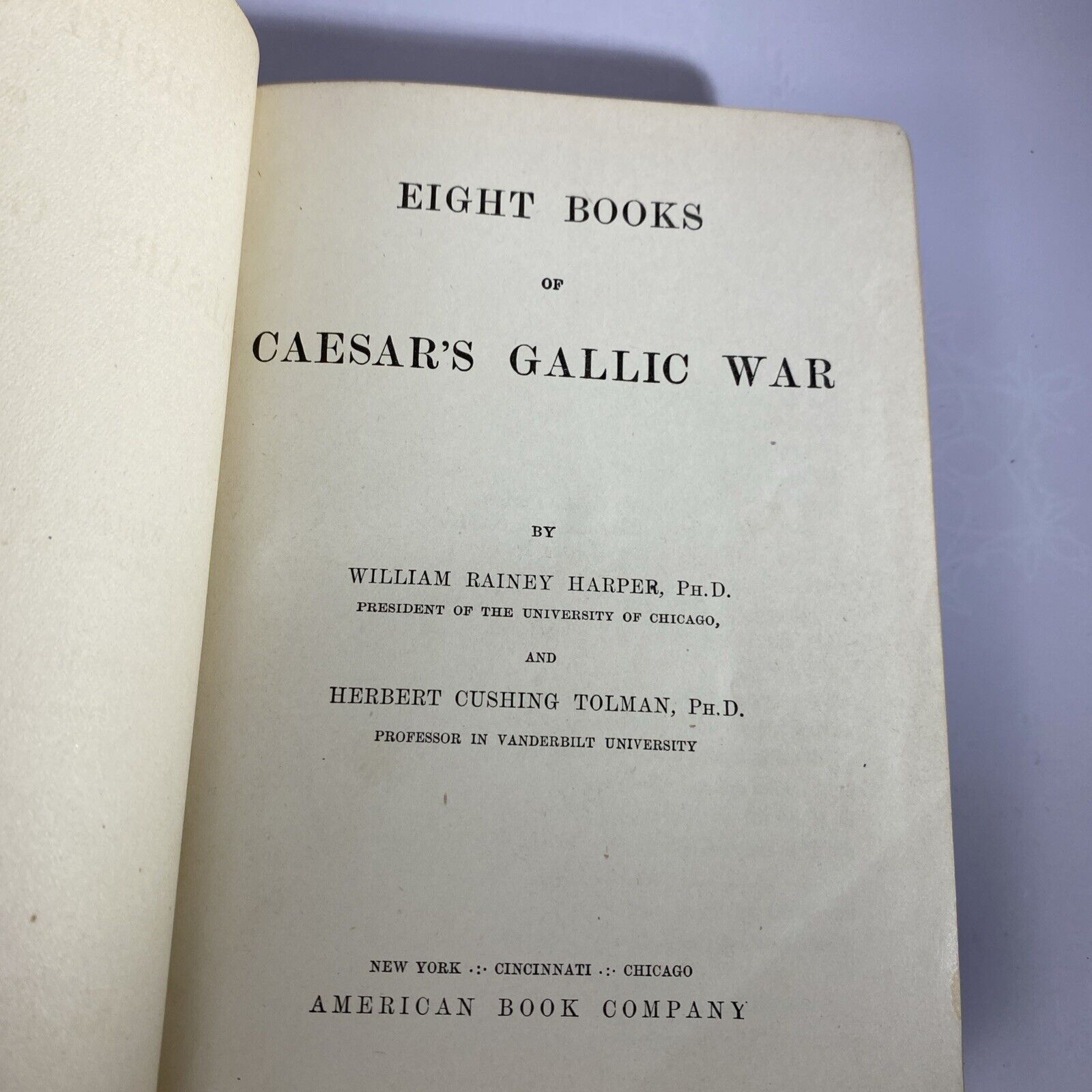 Eight Books of Caesar's Gallic War William Harper Herbert Tolman 1891 Hardcover