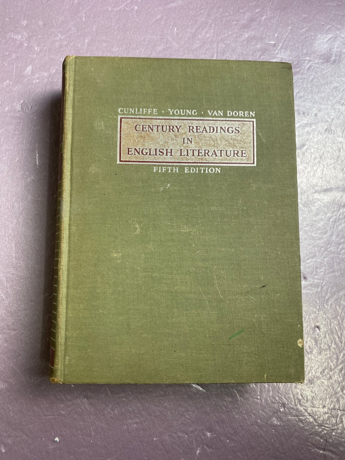Century Readings English Literature Cunliffe Young Van Doren 1940 Fifth Ed