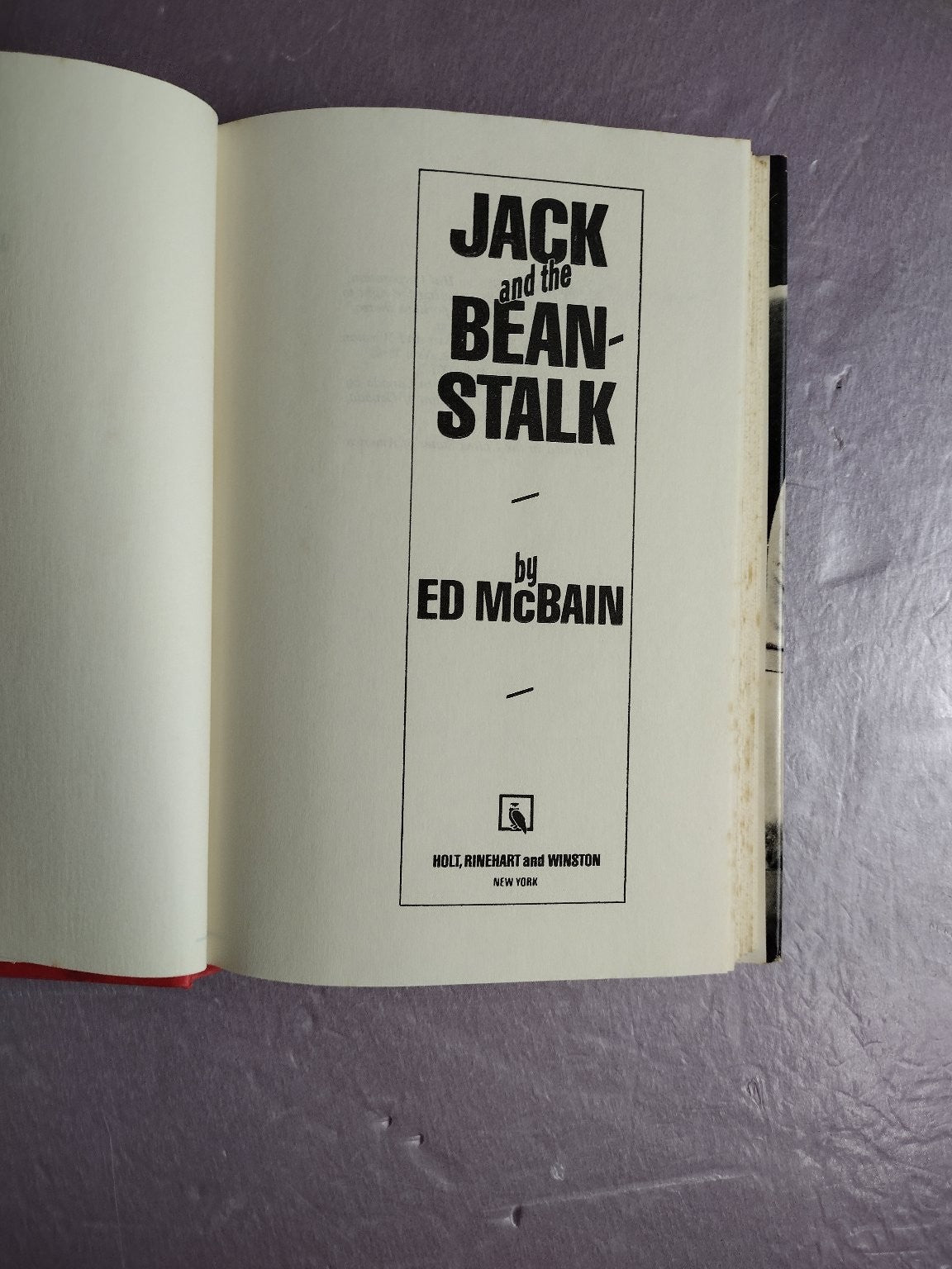 Jack & The Bean-Stalk Ed McBain 1984 Matthew Hope Mystery Holt Rinehart Winston