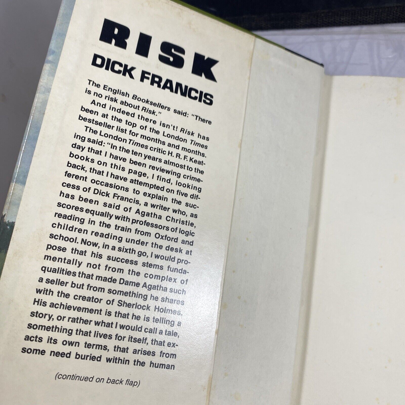 VTG 1977 1st Edition “Risk” HCDJ By Dick Francis BCE Vintage Good