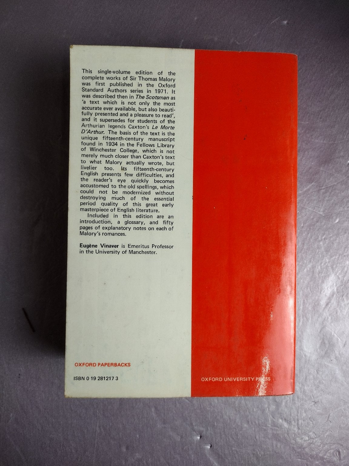Malory Works Sir Thomas Malory Second Edition Arthurian Legend Oxford
