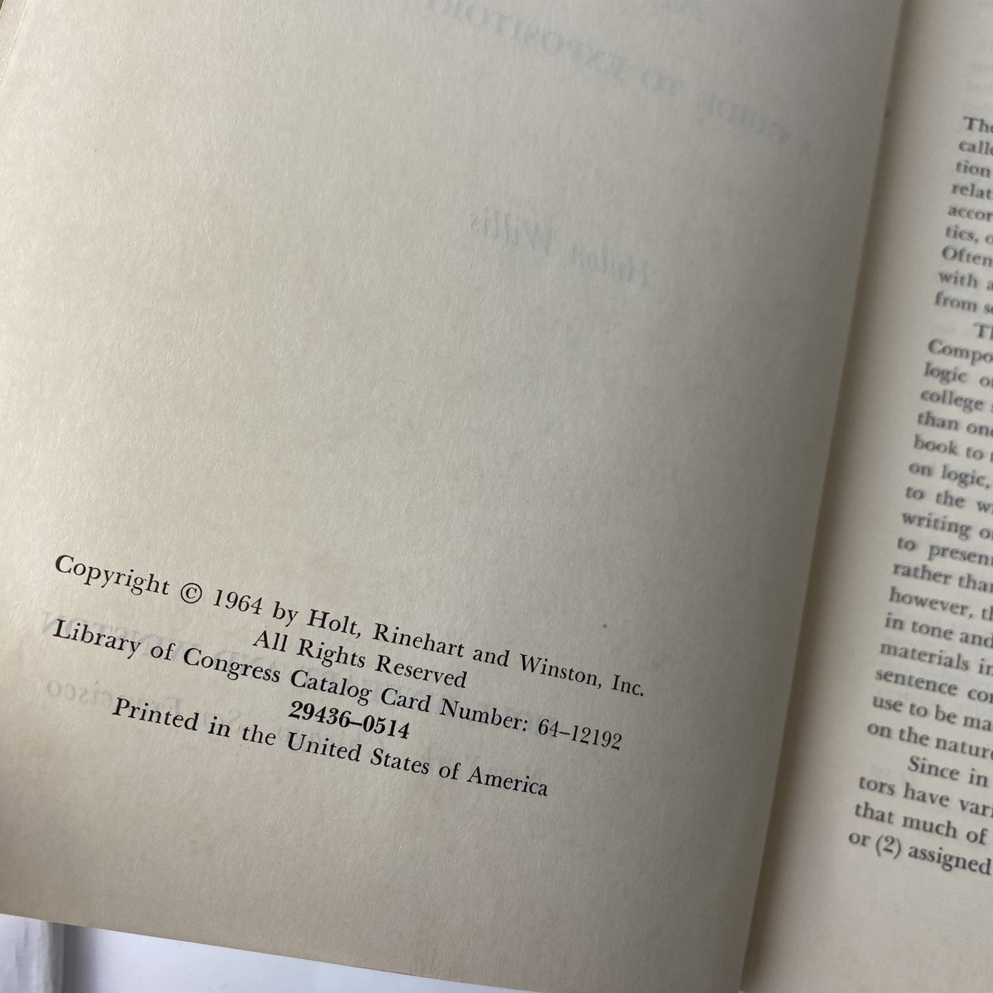 Structure Style Usage Hulon Willis 1964 Guide to Expository Writing Holt