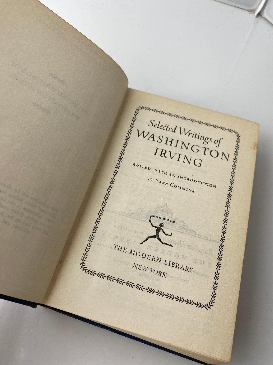 Selected Writings of Washington Irving Commins 1945 Modern Library Edition