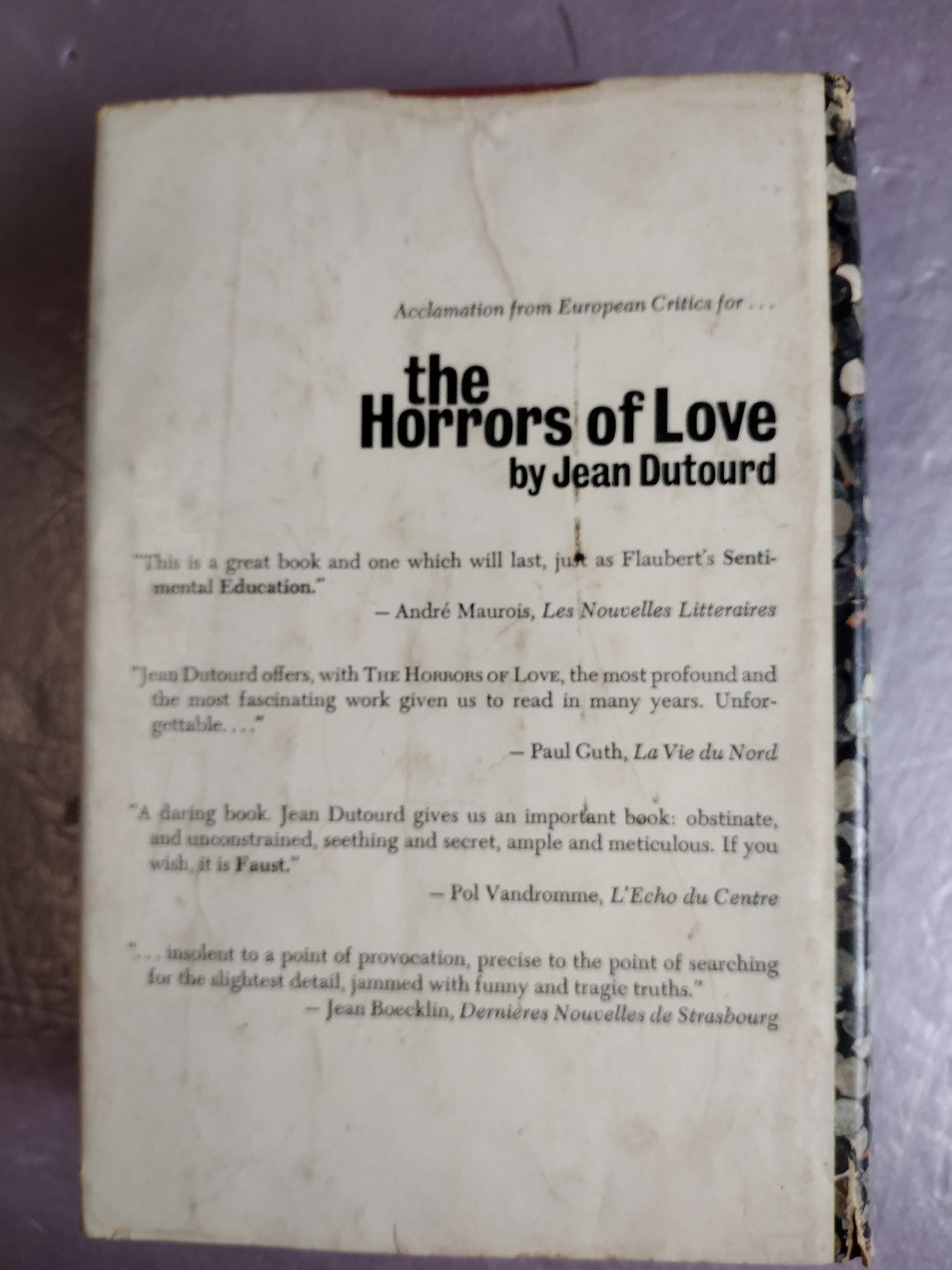 Horrors of Love Jean Dutourd 1967 First Edition Doubleday Novel Fiction