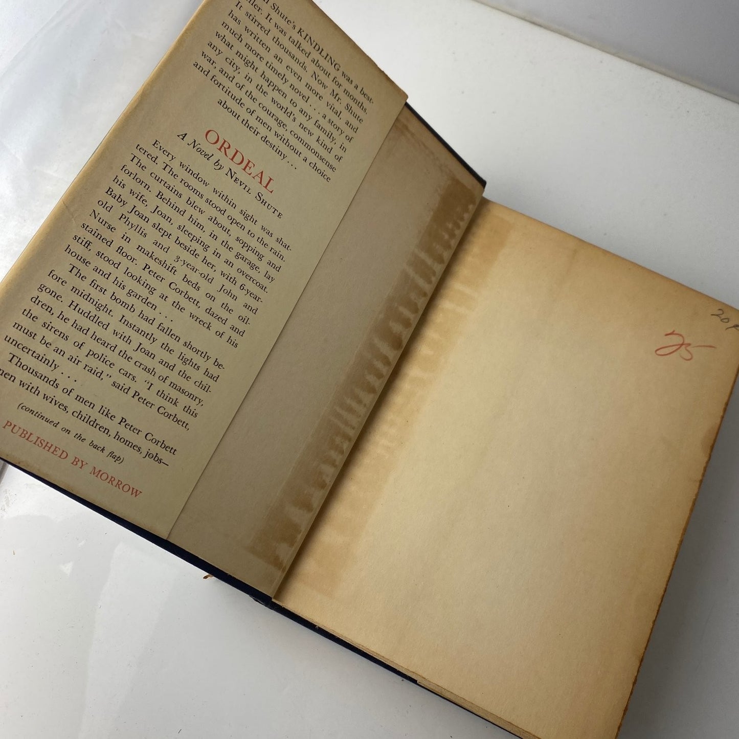 Ordeal Nevil Shute 1939 First Edition WWII Novel William Morrow