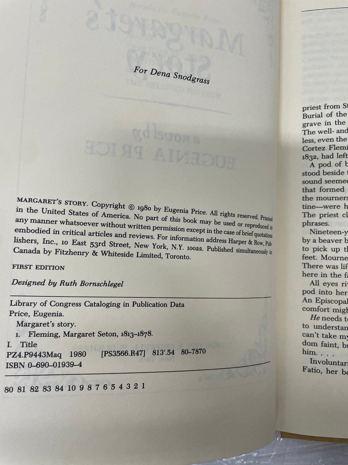 Margaret's Story Eugenia Price First Edition 1980 Historical Novel First Print