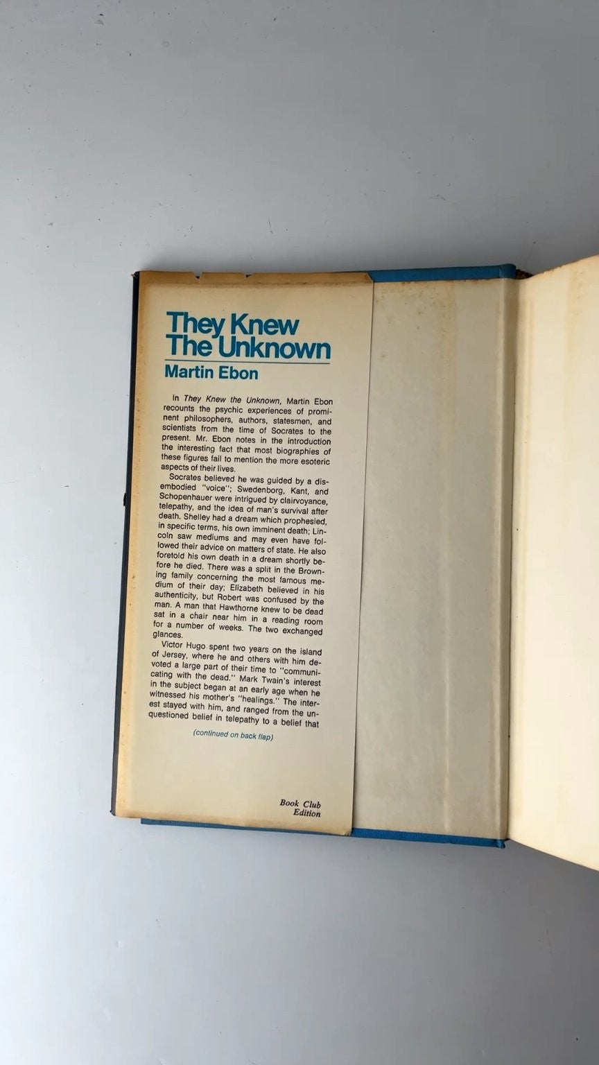 They Knew The Unknown Martin Ebon 1971 Book Club Edition Parapsychology
