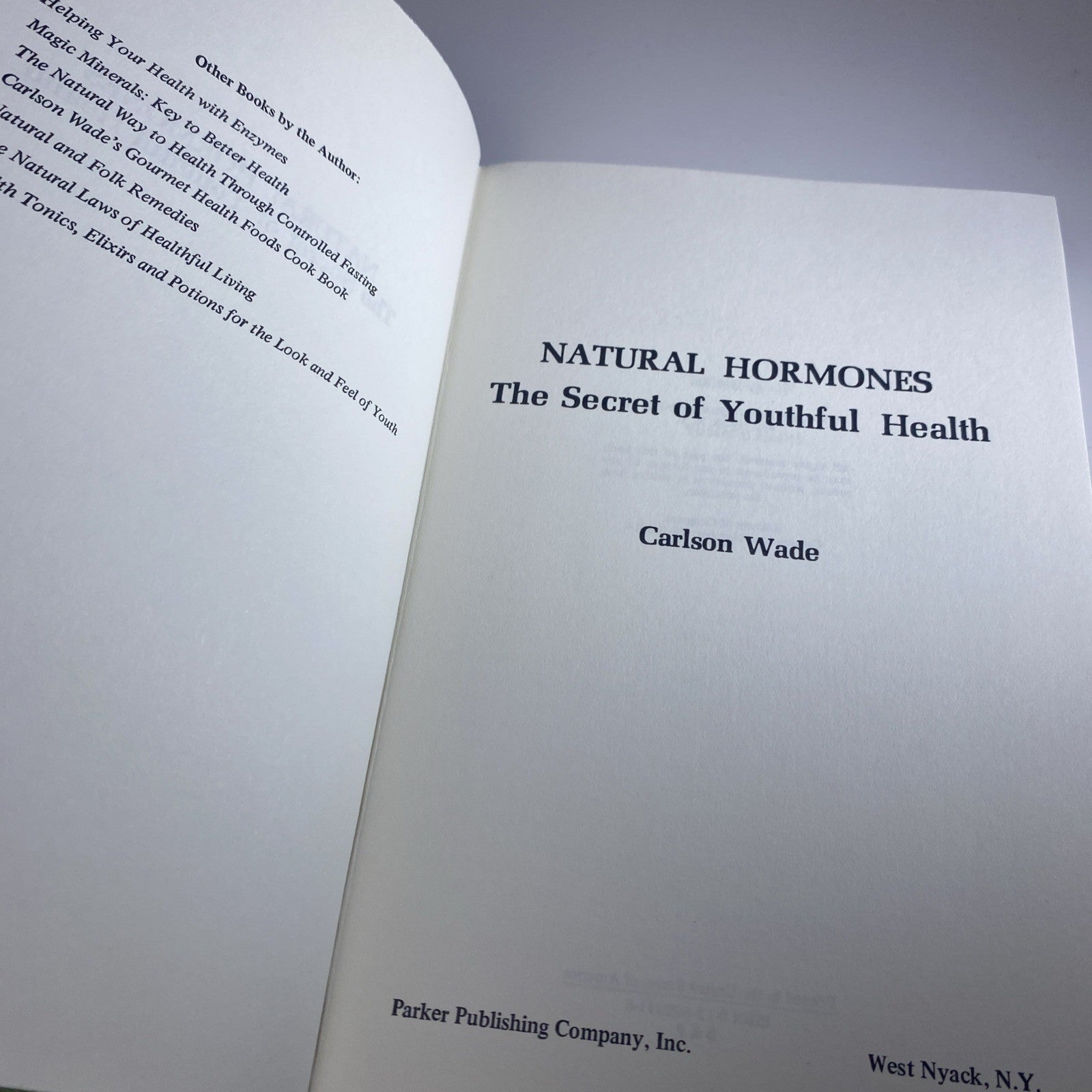 Natural Hormones The Secret of Youthful Health Carlson Wade 1972 Vintage 70s