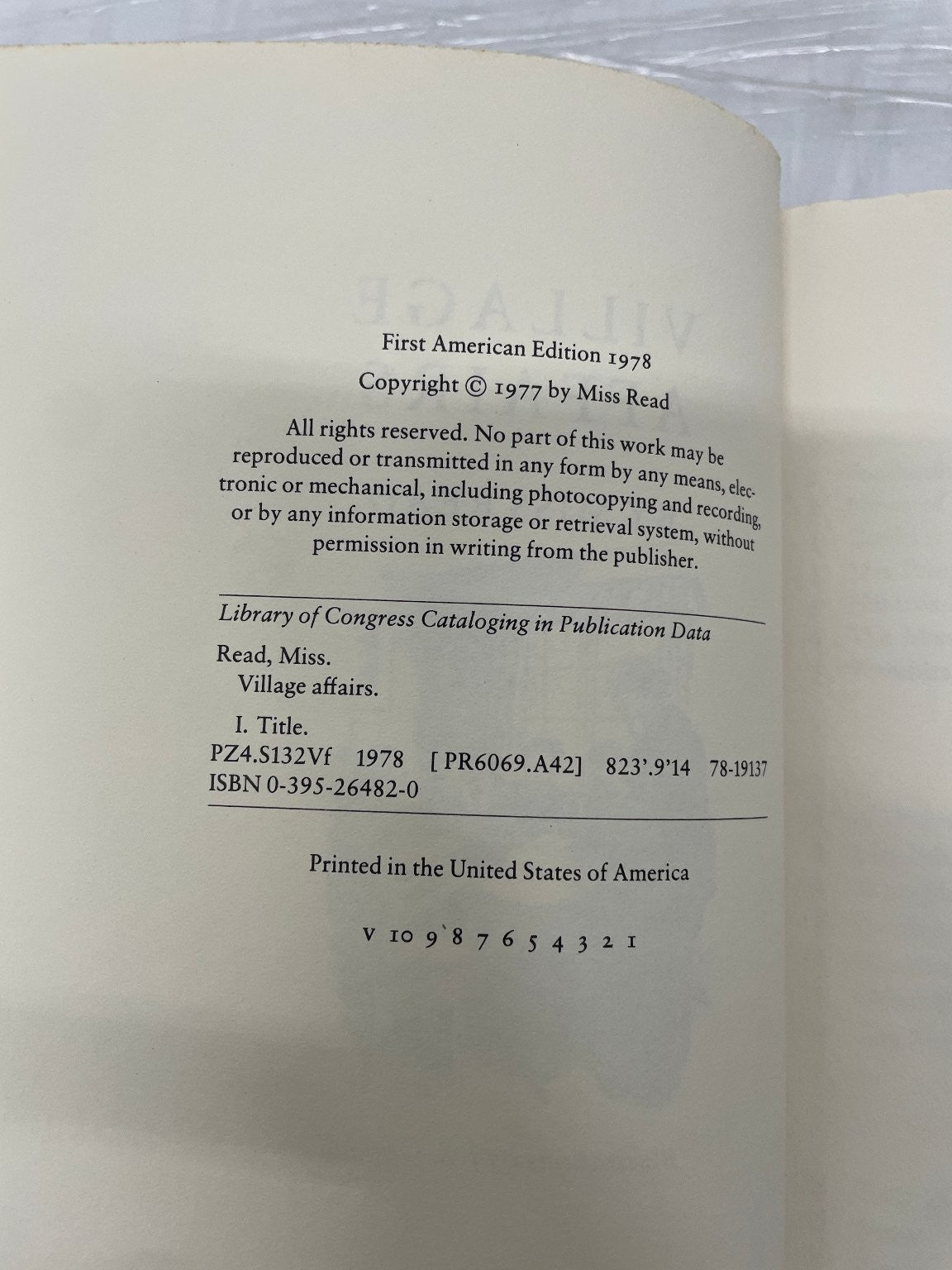 Village Affairs Miss Read First American Edition 1978 Hardcover English fiction