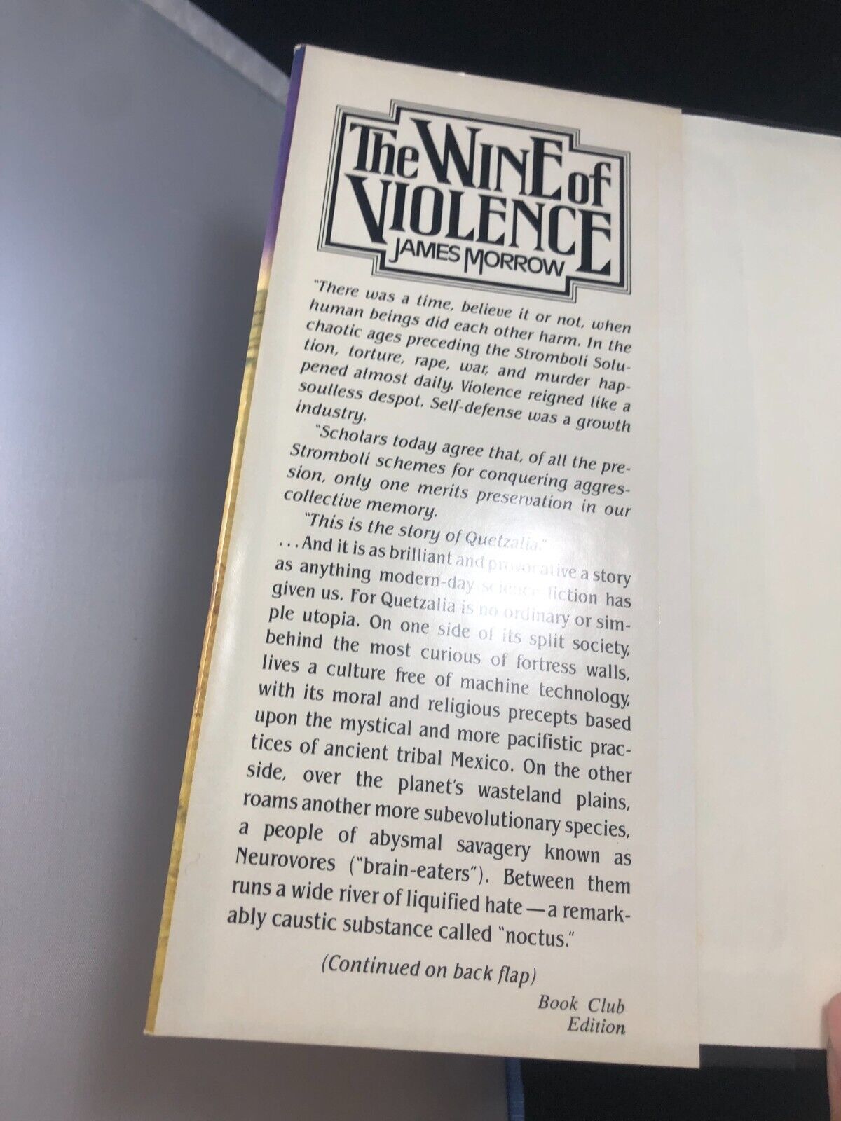 The Wine of Violence By James Morrow - Vintage 1981 Book Club Edition HCDJ