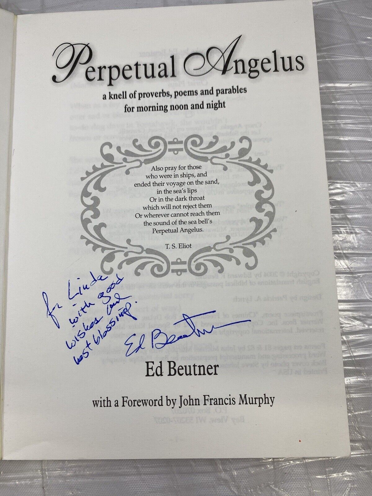 Season's Readings Perpetual Angelus By Ed Beutner SIGNED BY AUTH Lot 2 Poetry Pp