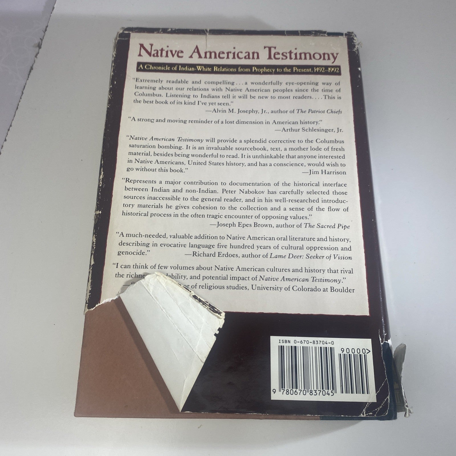 Native American Testimony  by Peter Nabokov Chronicle Of Indian-white Relations