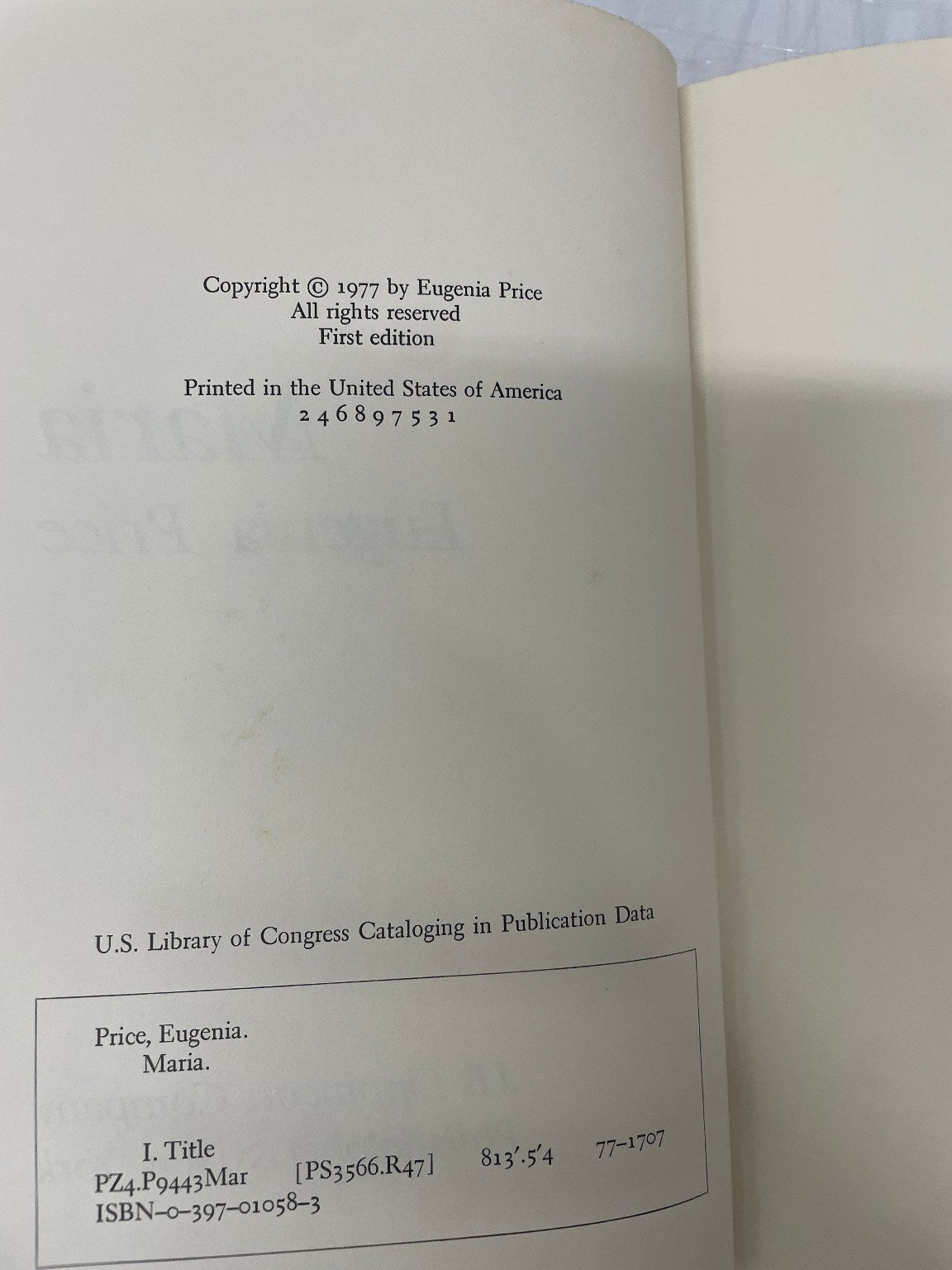 Maria by Eugenia Price First Edition 1977 Historical Novel 2nd print