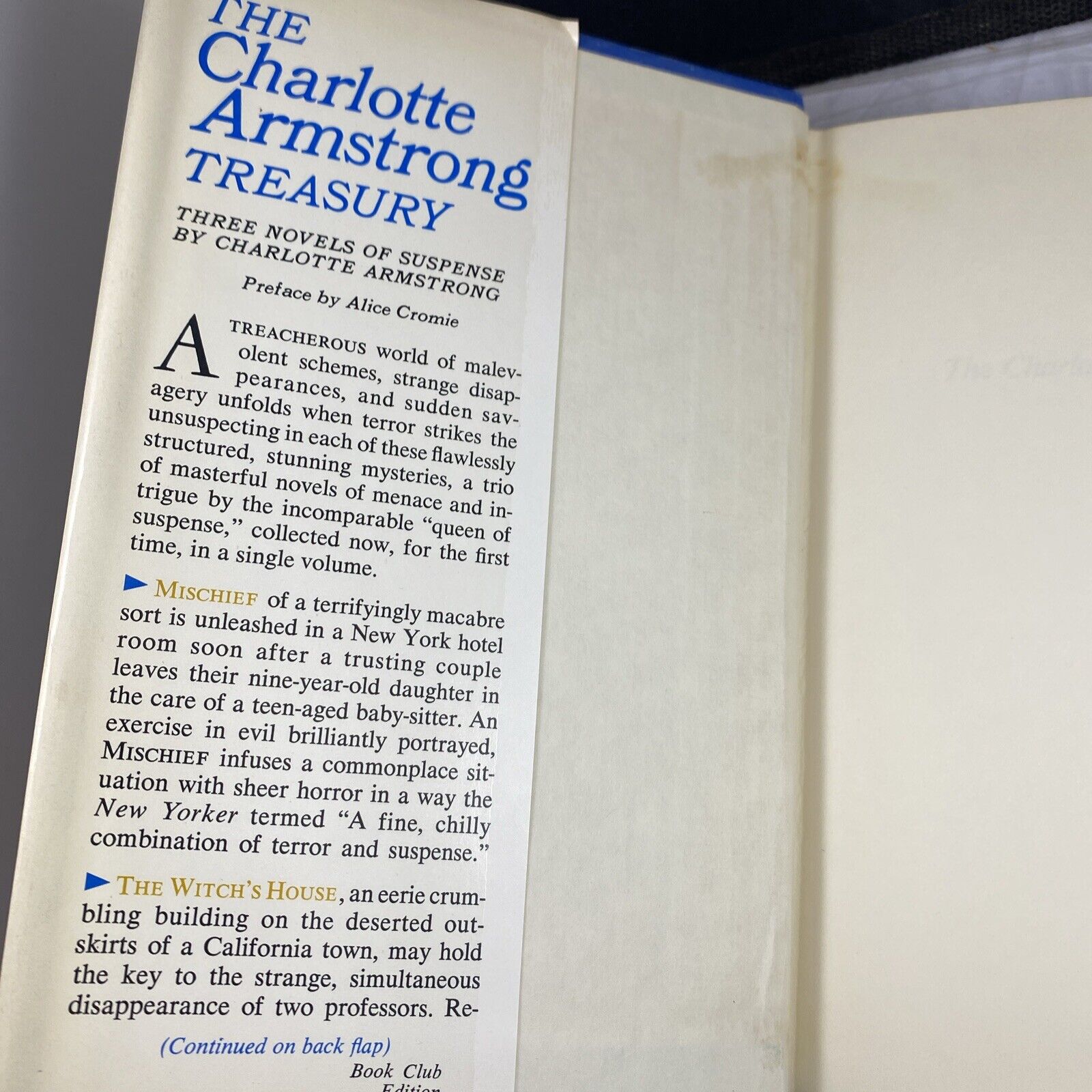 The Charlotte Armstrong Treasury Vintage Mystery Literature 3 In 1 Book Club Ed.