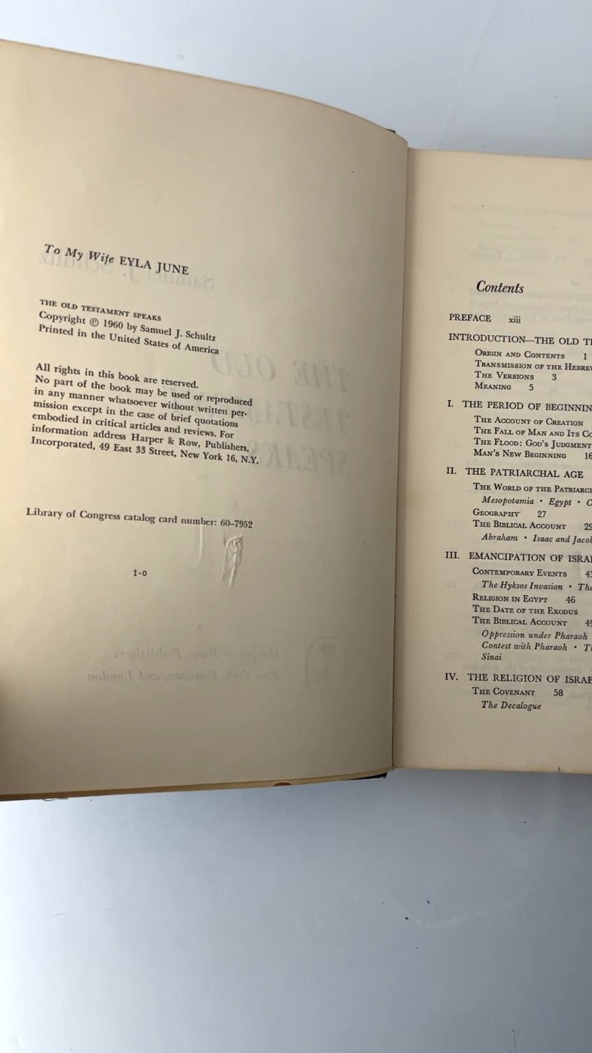 The Old Testament Speaks Samuel J. Schultz 1960 Illustrated