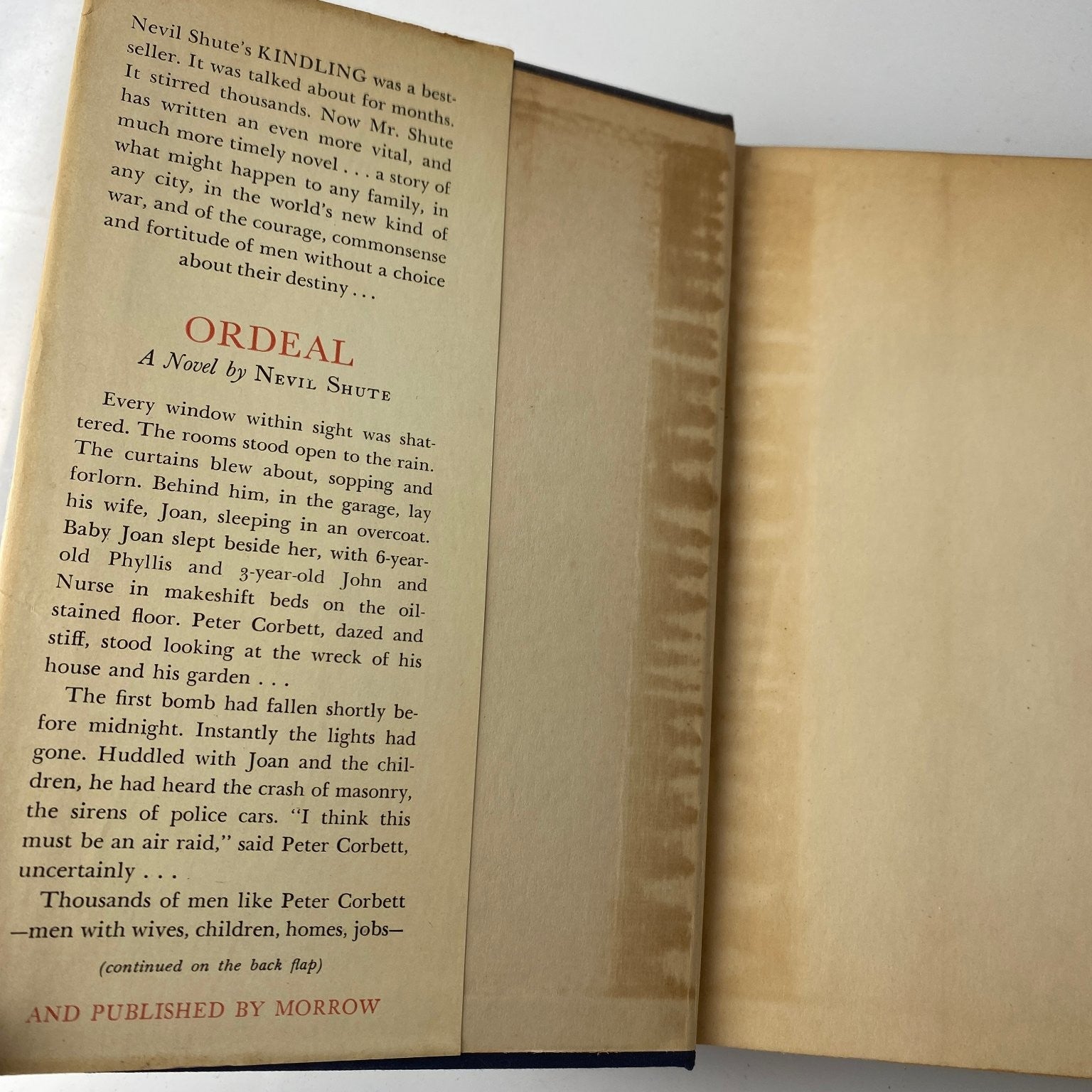 Ordeal Nevil Shute 1939 First Edition WWII Novel William Morrow